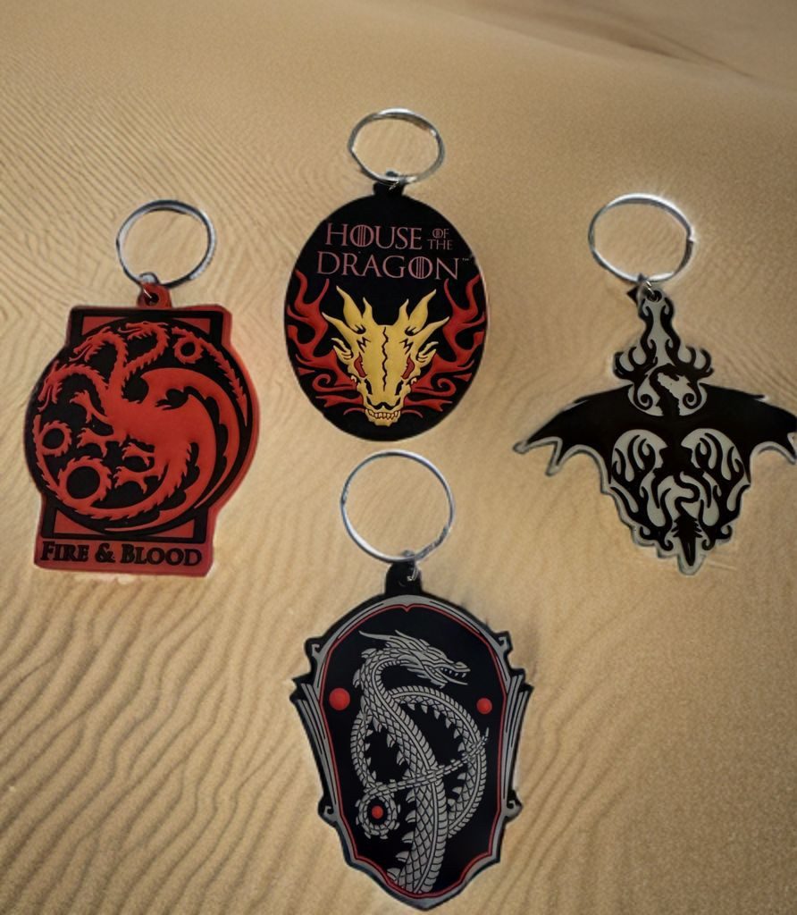 PYRAMID Schlüsselanhänger Schlüsselanhänger 6cm Kinder Anhänger keychain Wappen grau schwarz, Banner Schlüsselanhänger House of the Dragon Game of Thrones
