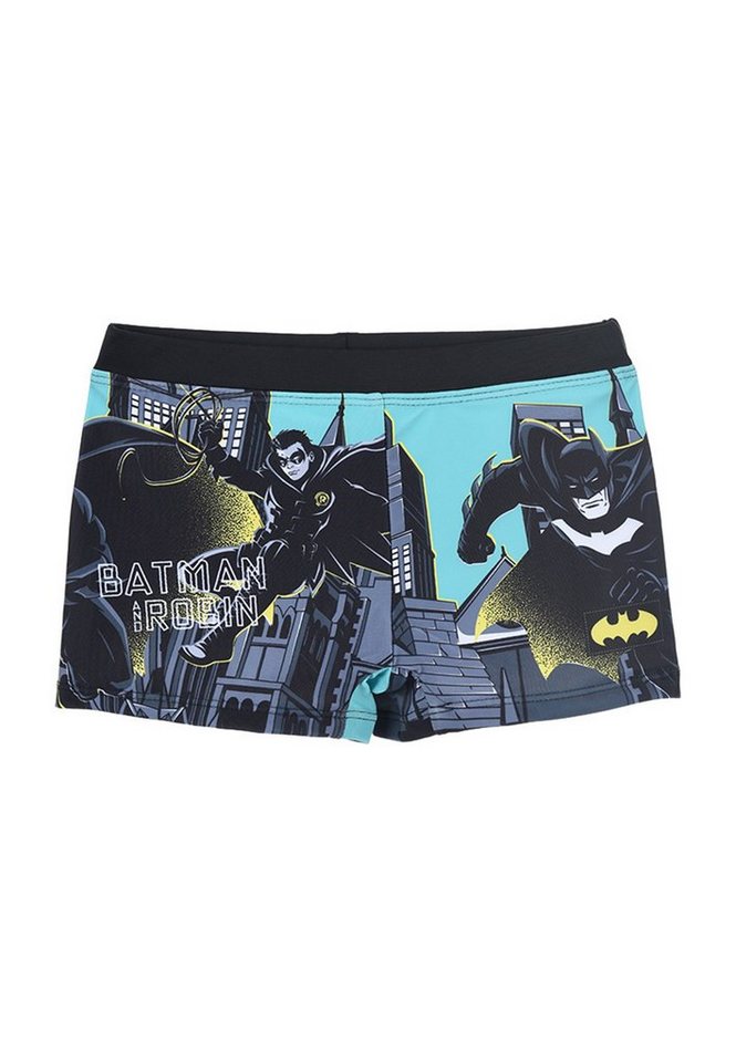 Dark Badeshort, Durch Bund Hose die Badehose Knight sitzt Elastischen den verrutscht perfekt Batman Badehose und The