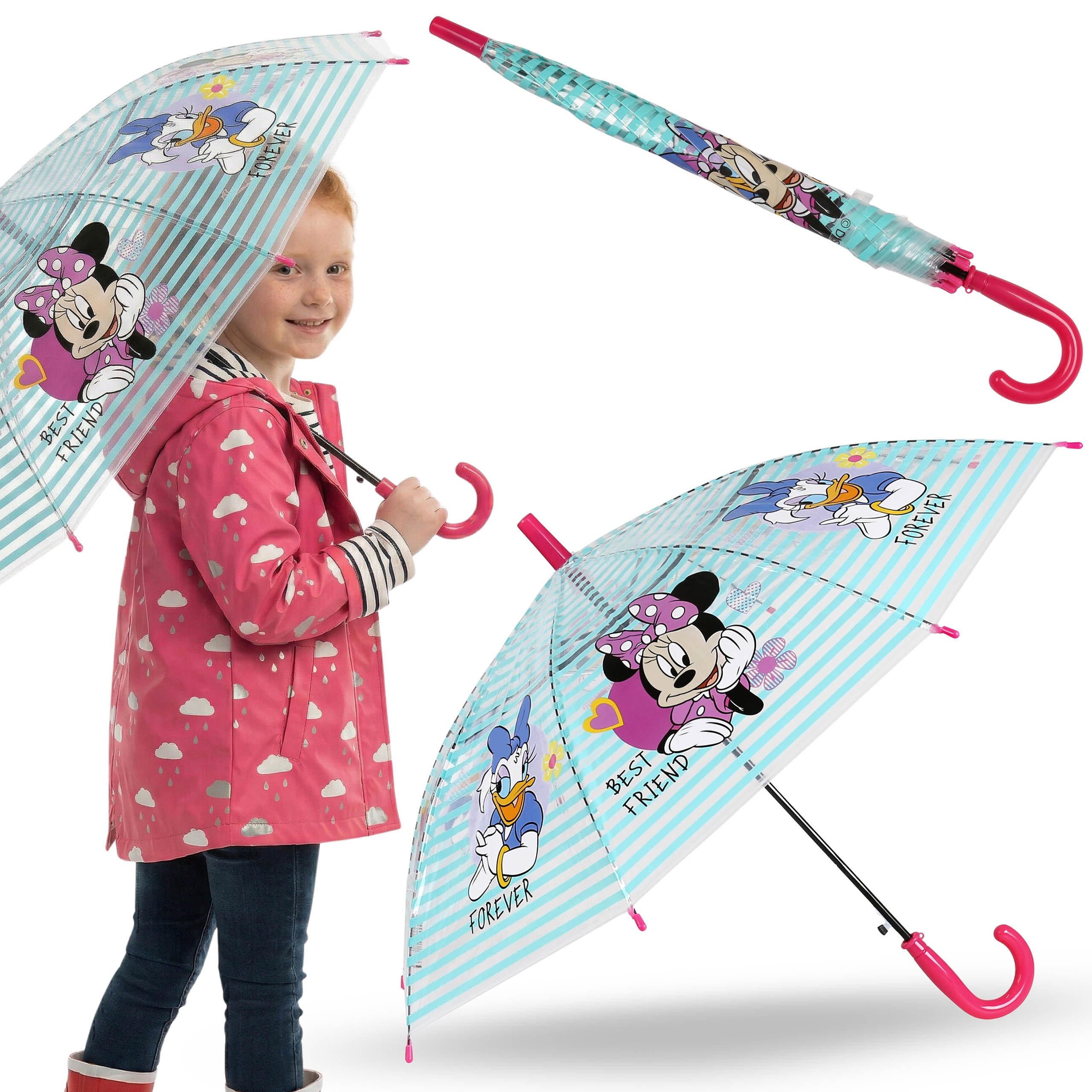 Taschenregenschirm DISNEY Minnie Mouse Kinderregenschirm, transparent, Auto