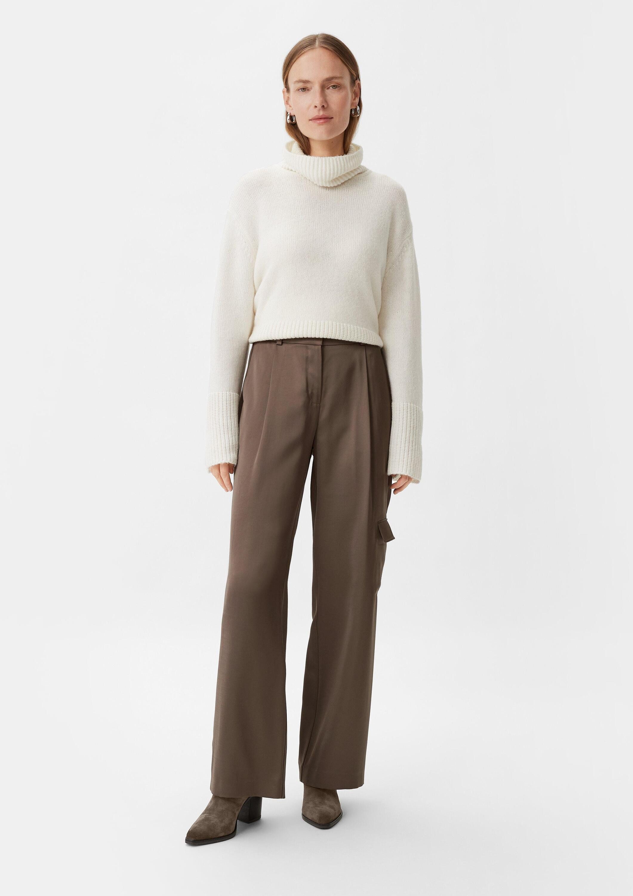 comma Chinos Hose Relaxed: Satinhose mit Wide Leg