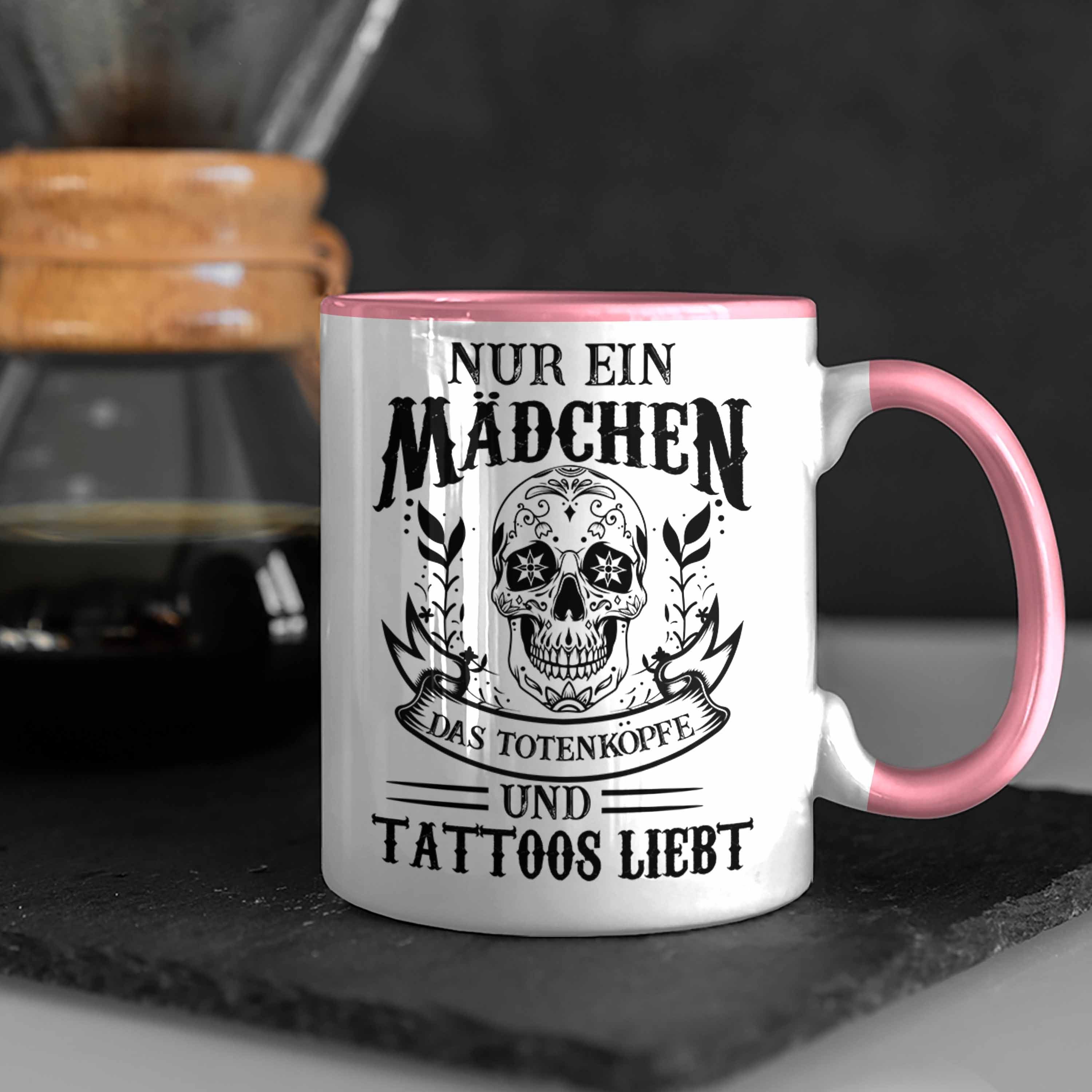 Trendation Tasse Trendation Tassen Kaffeetasse Tattoos Tätowiererin Geschenk Tattoo - Totenkopf Tasse Frauen Rosa