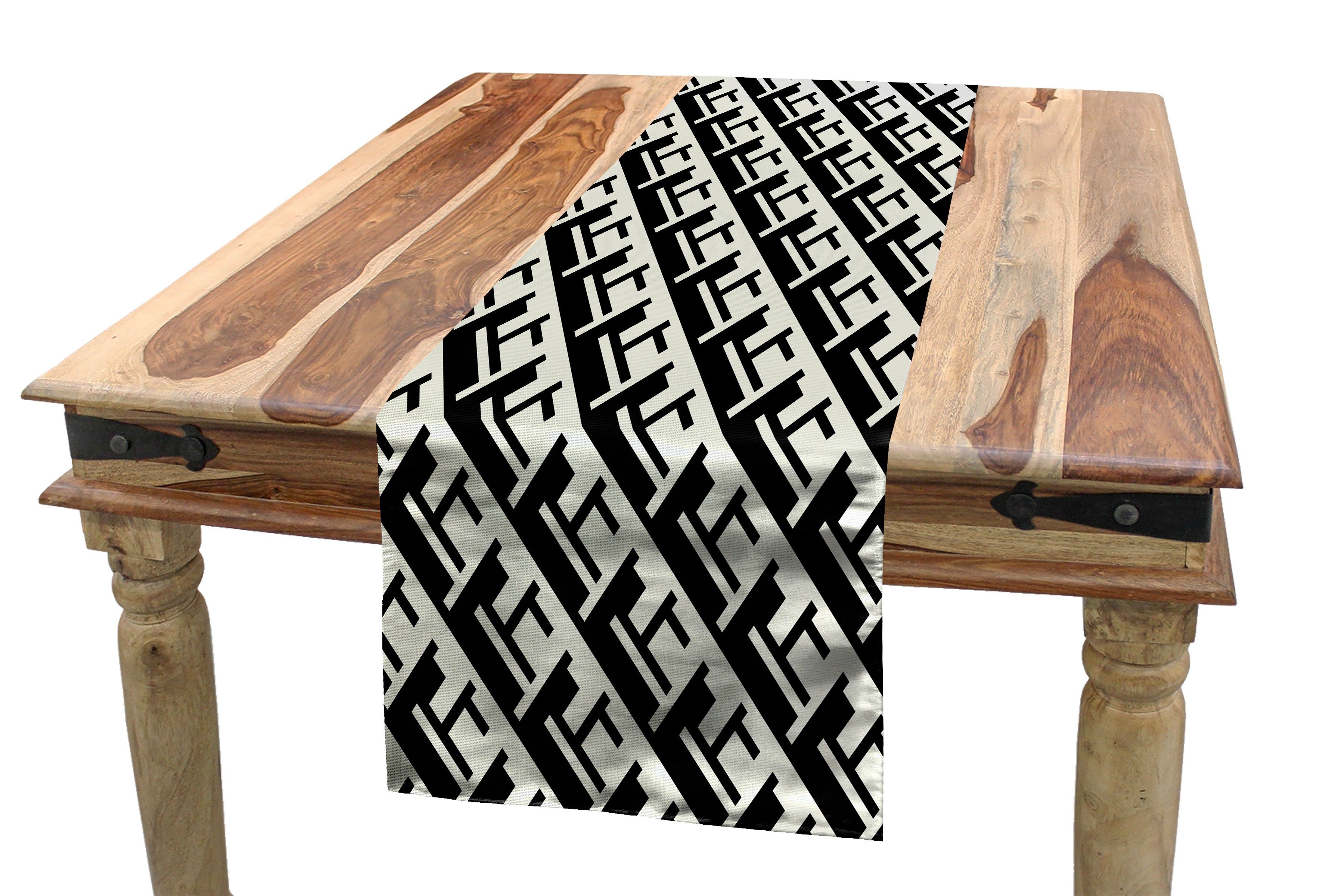 Abakuhaus Tischläufer Esszimmer Küche Rechteckiger Dekorativer Tischläufer, Retro Monochrome Optical Geometric