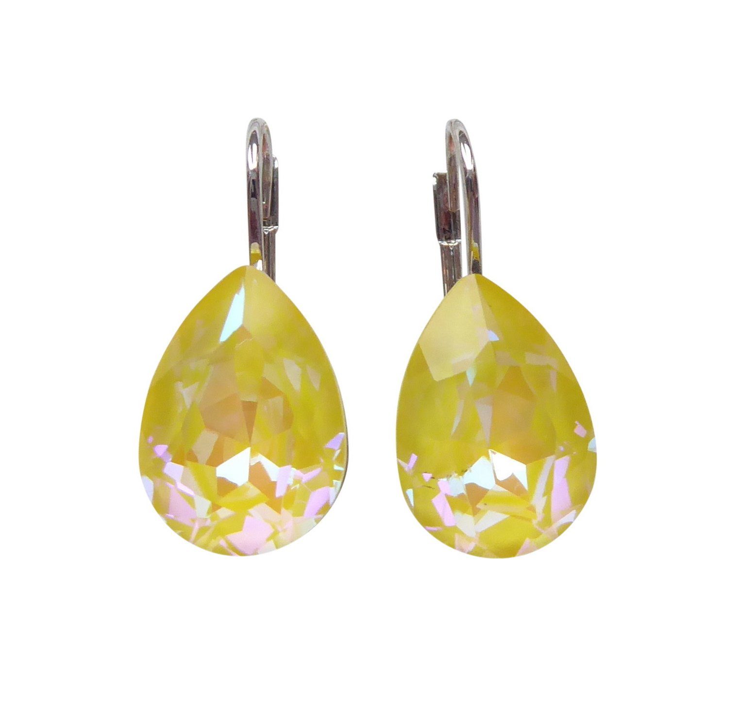 Mugello Paar Ohrhänger Maya gelb rhodiniert Geschenk Modefarbe Trend Sommer, Handgefertigter Modeschmuck, made in Germany