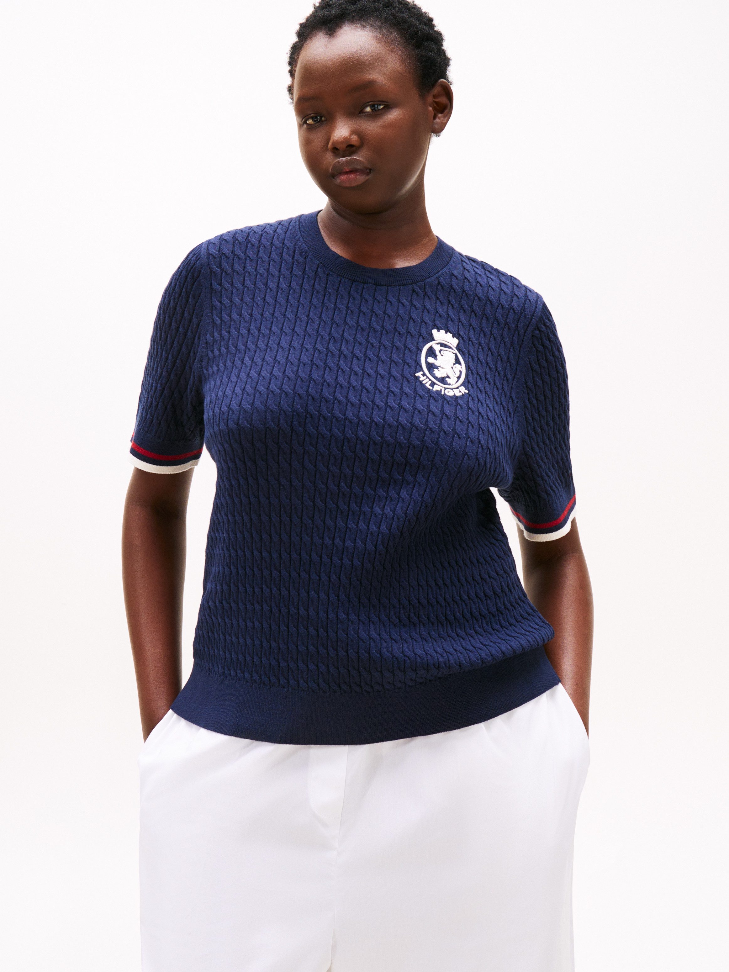 Tommy Hilfiger Curve Strickpullover CRV CO CABLE FINE GG GPC SS SWT in groß günstig online kaufen