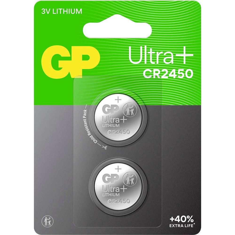 Gp GP Knopfzelle CR2450 3 V 2 St. 540 mAh Li-MnO2 GP Ultra Plus Batterie Knopfzelle