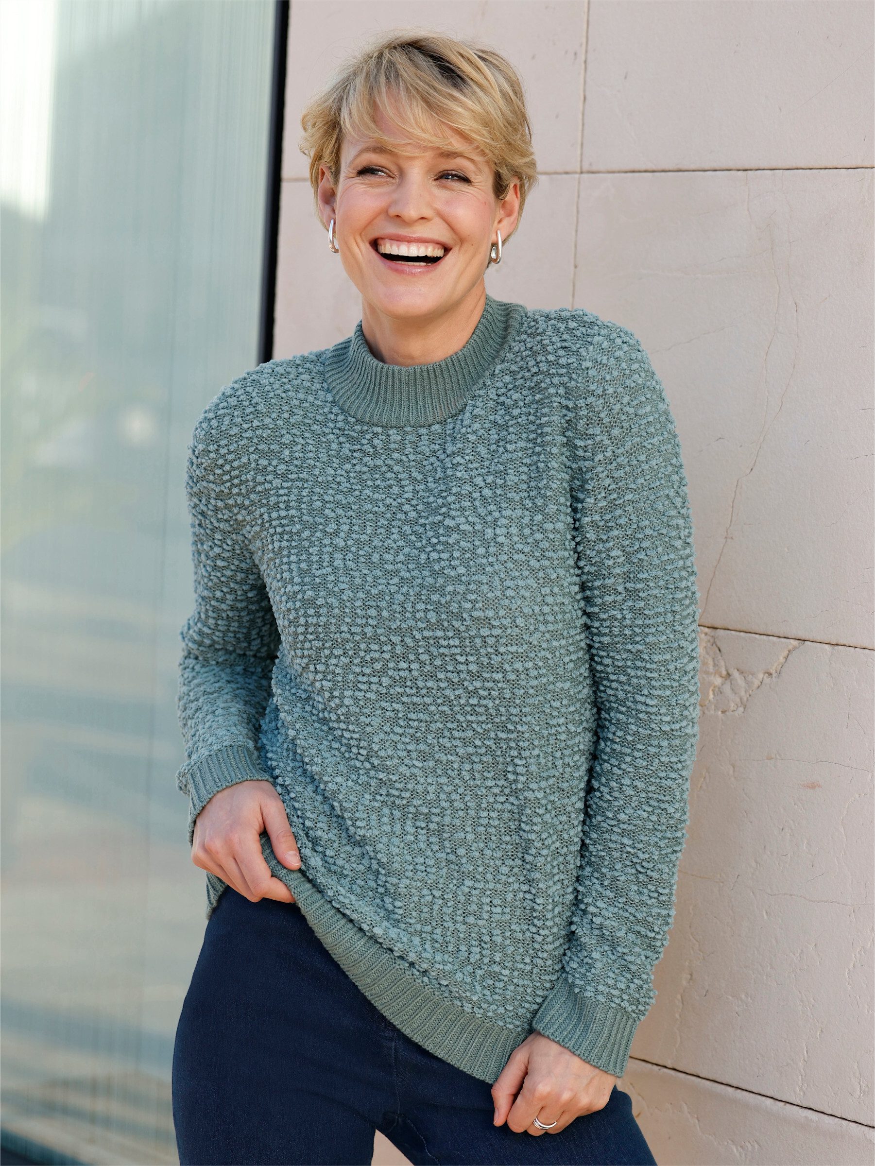 Sieh an! Strickpullover Stehkragen-Pullover Langarm