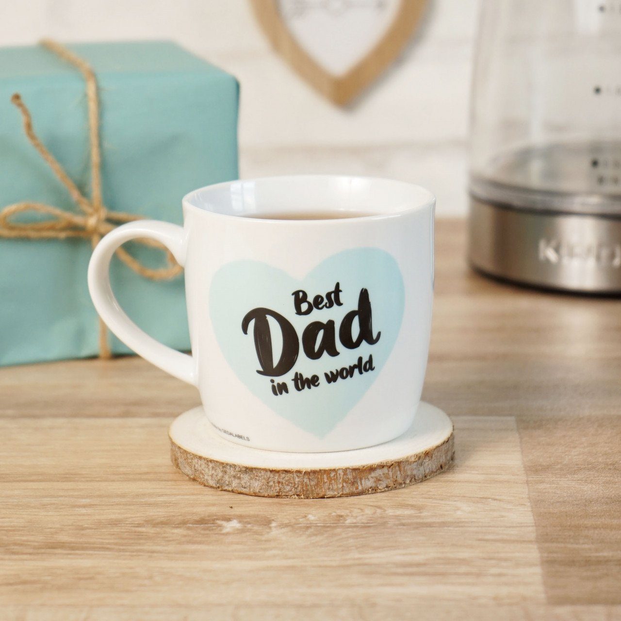 Geda Labels GmbH Tasse Best Dad in the world, 1-tlg., Porzellan, Blau, 300 ml, spülmaschinengeeignet