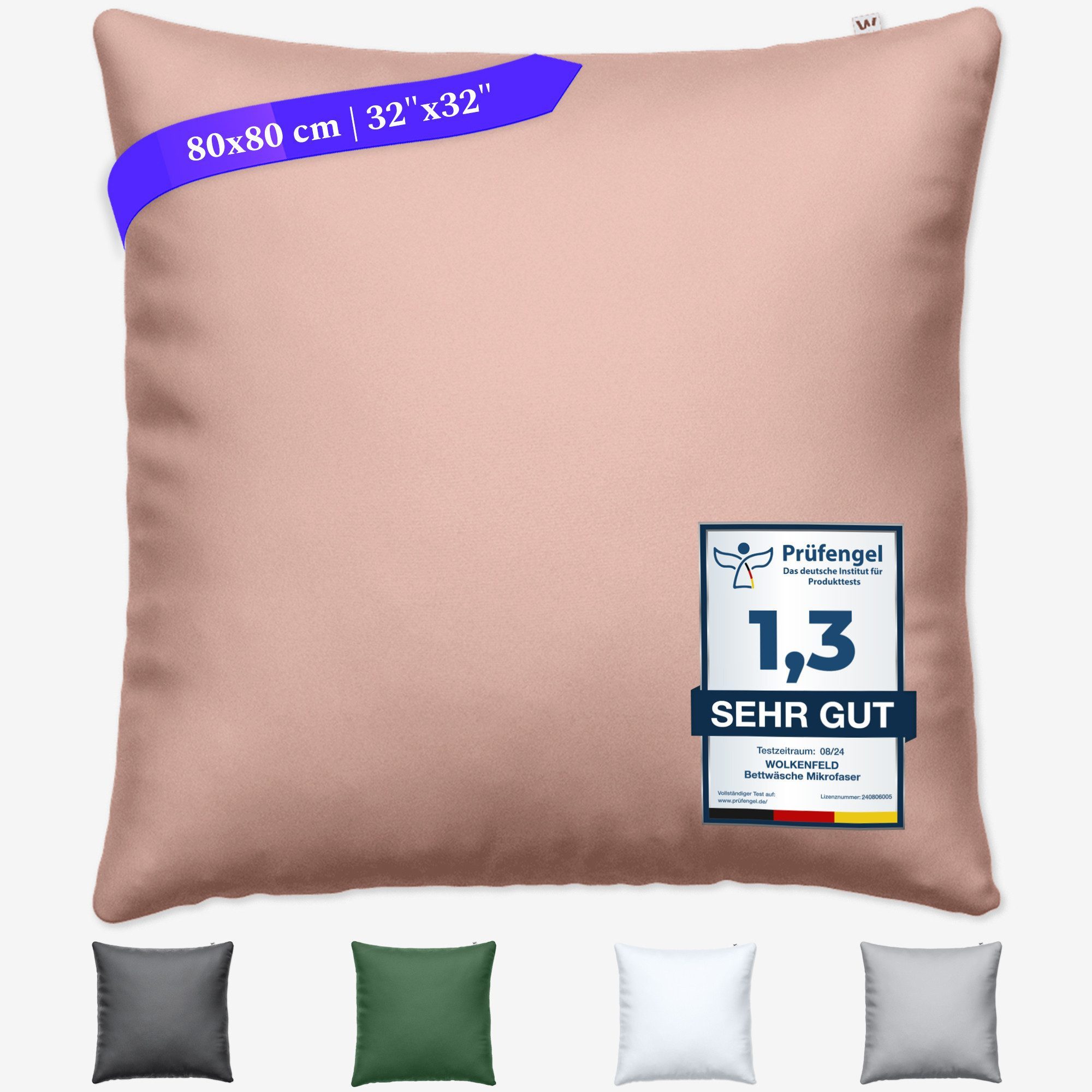 Wolkenfeld Kissenbezug Mikrofaser Kissenbezug - Allergiker Kopfkissenbezug - unfassbar weich, (1 Stück), Größe 80x80, 40x80 und 70x90 cm, versteckter Reißverschluss
