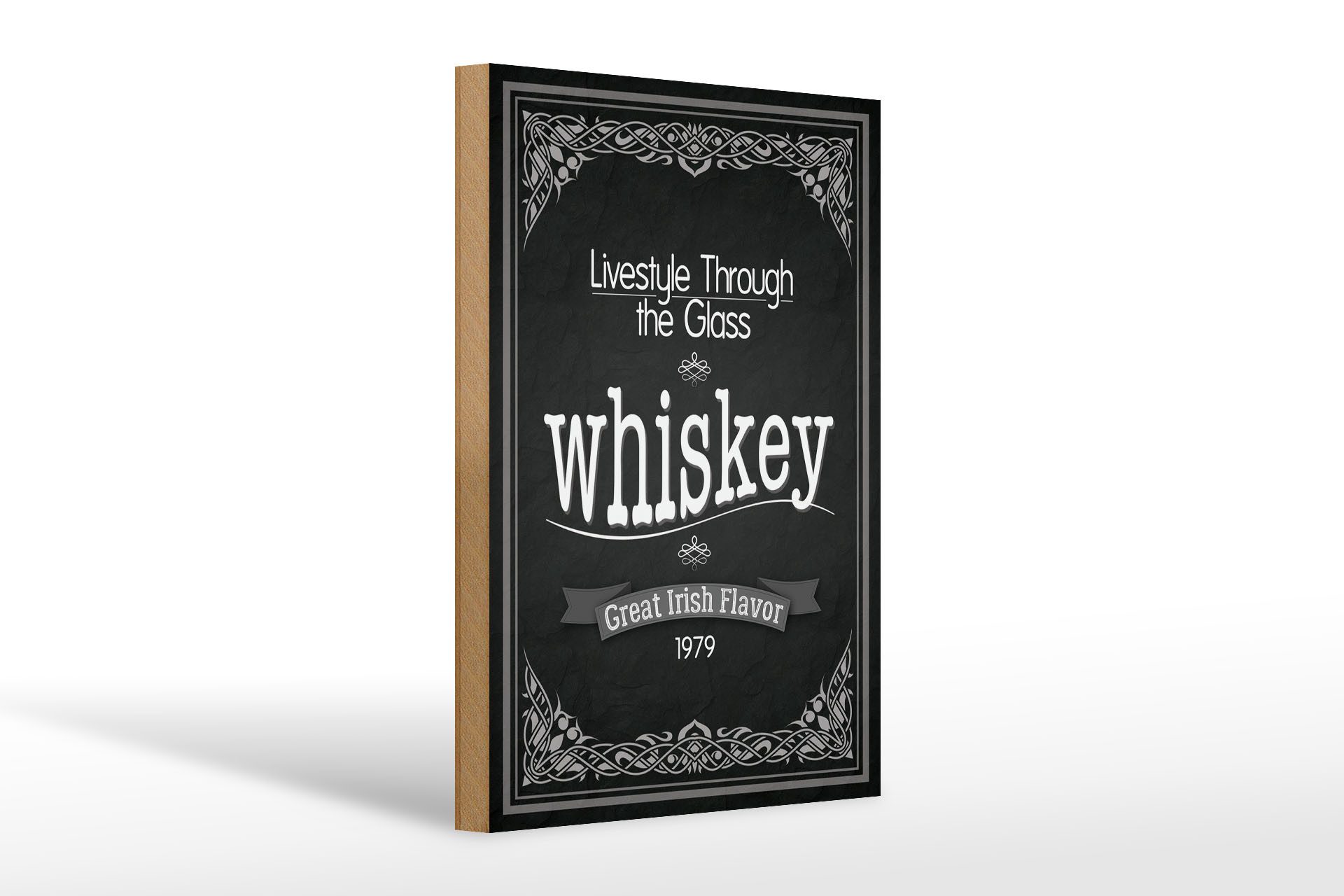 Holzbild 20x30cm Whiskey livestyle trough