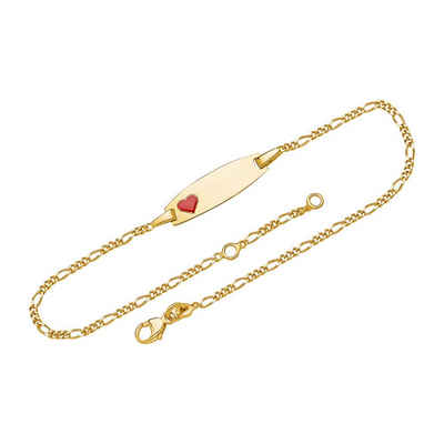 Unique Goldarmband 375er Gelbgold Armband mit rotem Herz ID1024-G