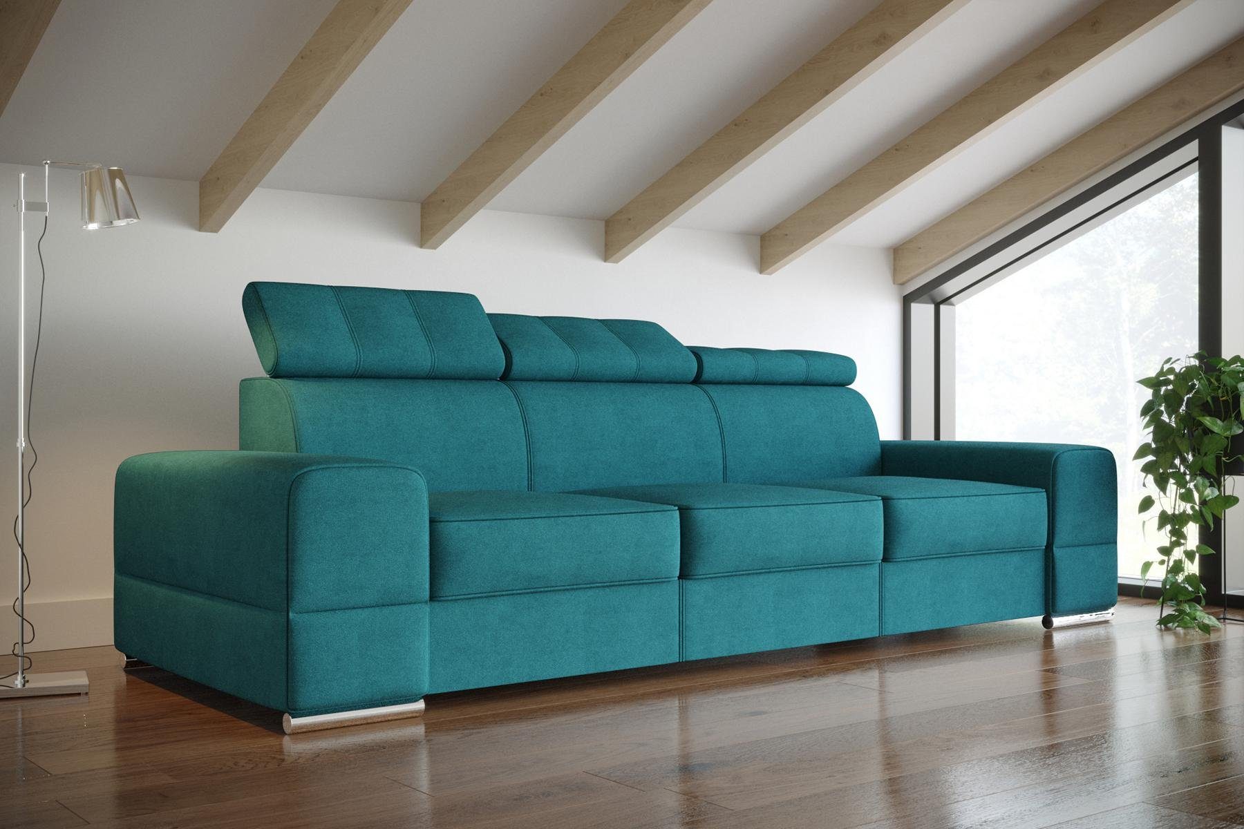 in Leder Sofa Sitzer Sofa JVmoebel Blau - Made Couchen Design xxl Europe Couch Polster, 4
