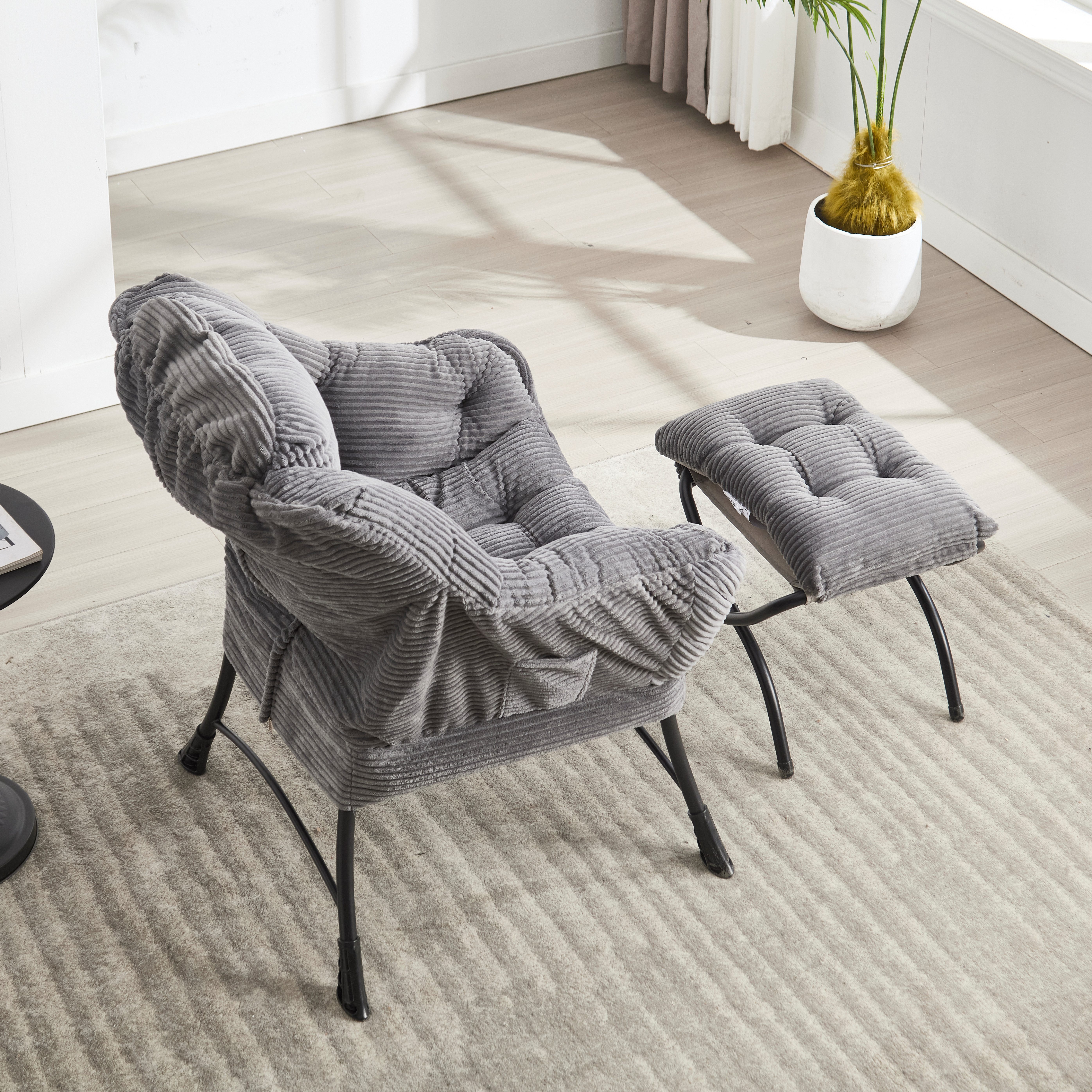 Fine Life Pro Stuhl Fauler Stuhl mit Ottoman, Modern Lounge Akzent Stuhl mit Armlehnen
