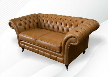 JVmoebel Chesterfield-Sofa, Braune Chesterfield 2 Sitzer Leder Nussbraun Design Couchen Sofas Couch Sofa Neu