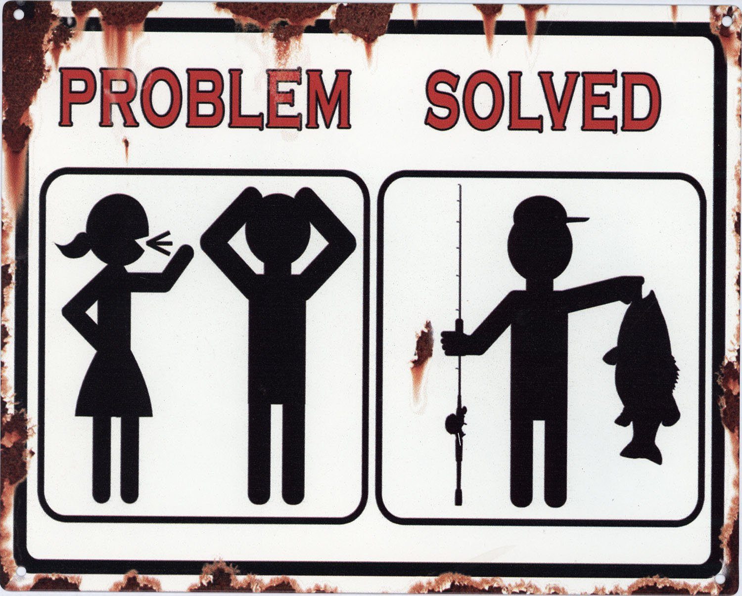 Metallschild Blechschild Angeln Problem Solved