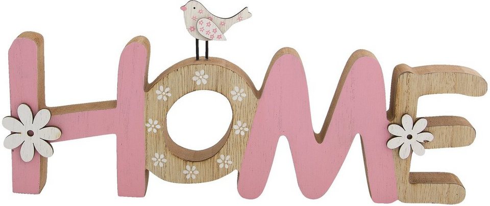 Deko-Schriftzug »HOME« (1 Stück), mit niedlichem Vogel und Blüten