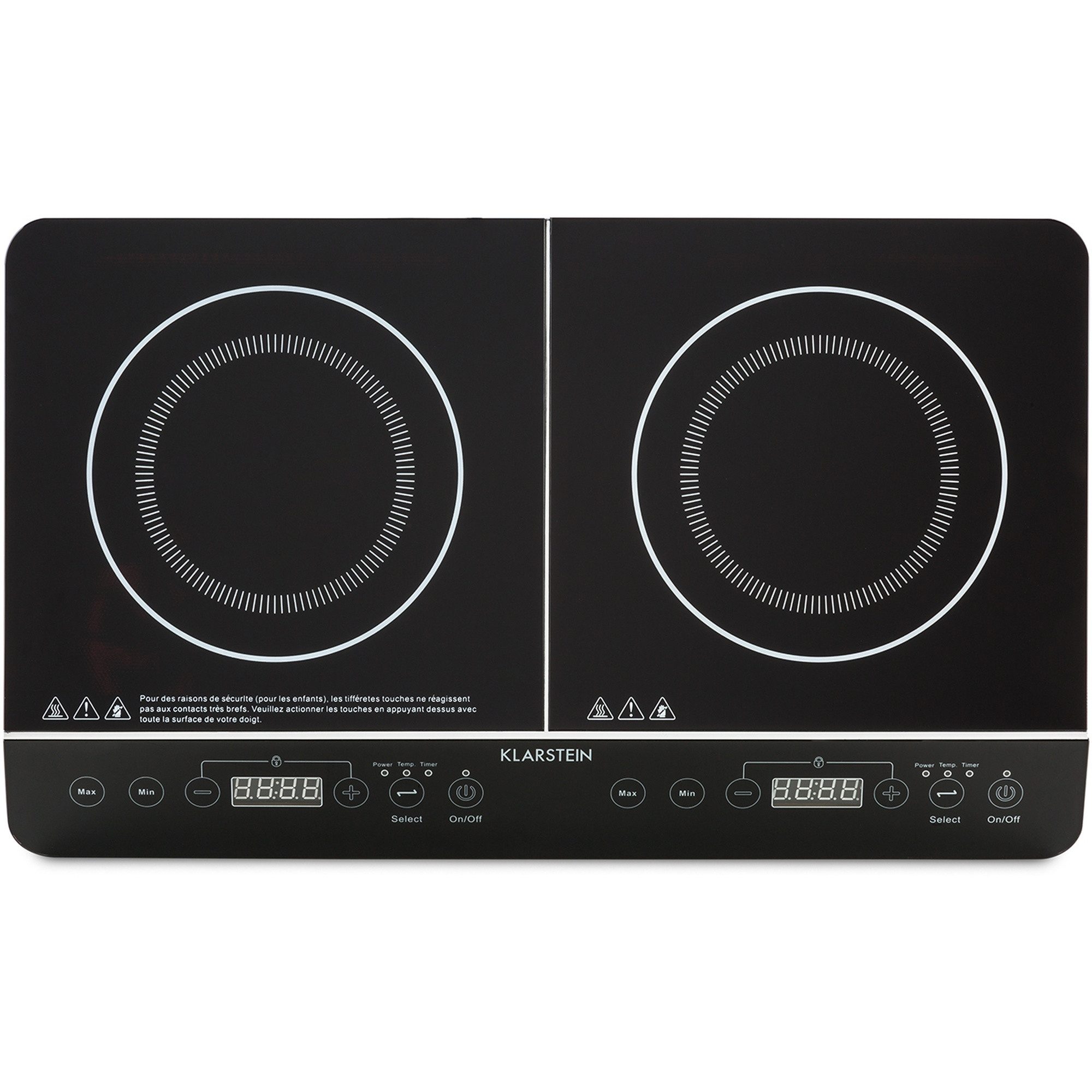Klarstein Induktions-Kochfeld VariCook Slim Doppel-Induktion 3500W 240°C 10 Stufen Touch Camping, Doppel Induktionskochplatte 2 Kochfelder Platten Camping mobil