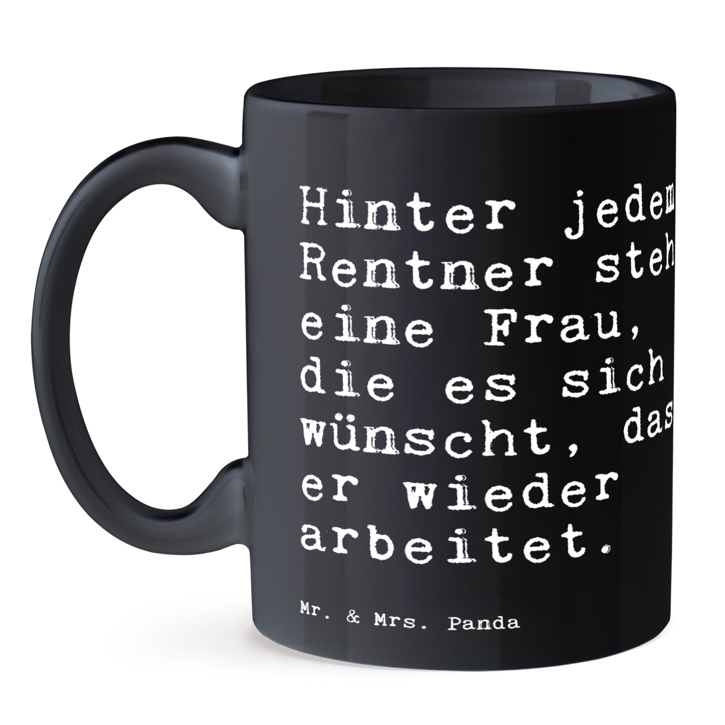 Geschenk, Schwarz - Sp, Rentner Schwarz Pensionierung, Panda Hinter Mr. - Mrs. Tasse & steht... jedem Keramik