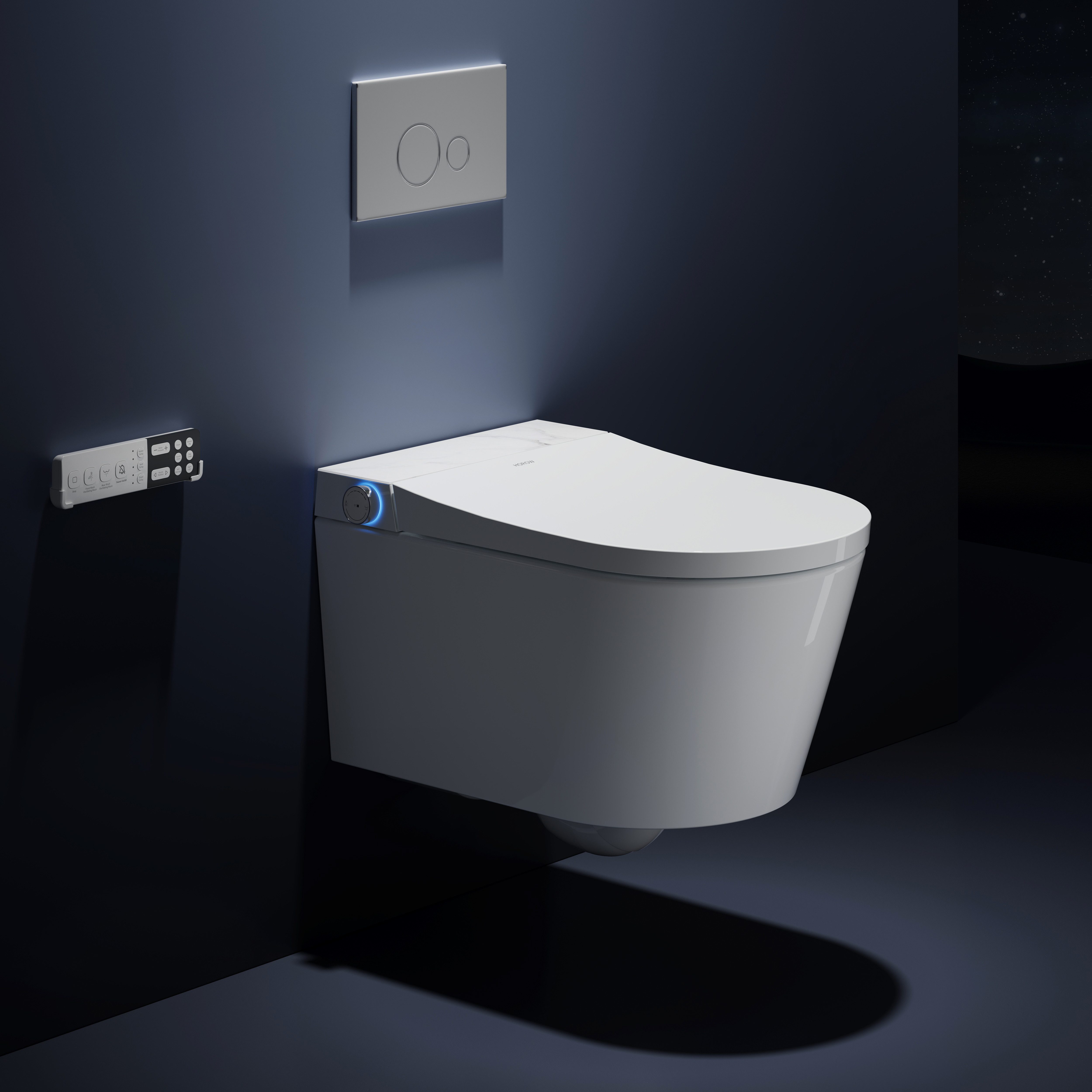 HOROW Dusch-WC Bidet WC, Taharet WC japanische toilette mit Bidet Funktion, Wand WC, Abgang wandhängend, spülrandlos, mit Nachtlicht, beheiztem Sitz, Einstellbare Temperatur