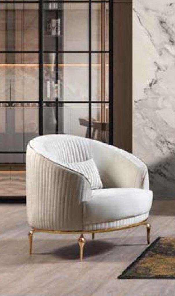 JVmoebel Sessel Möbel Einsitzer Designer Sessel, Relax Club Couch Beige Luxus Polster