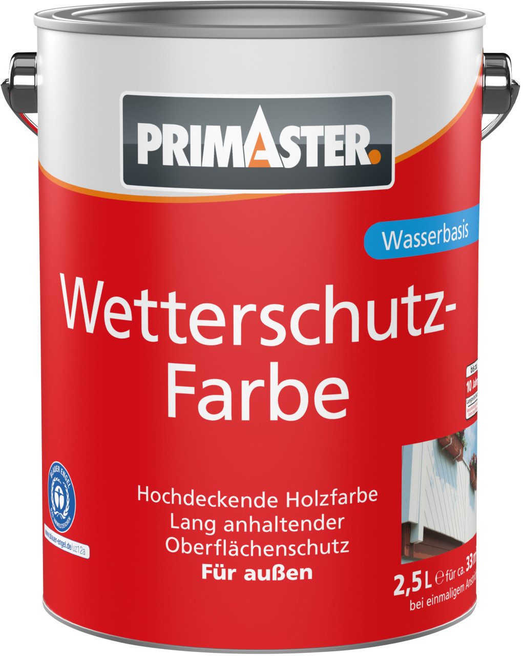 Primaster Holzschutzlasur Primaster Wetterschutzfarbe 2,5 L weiß