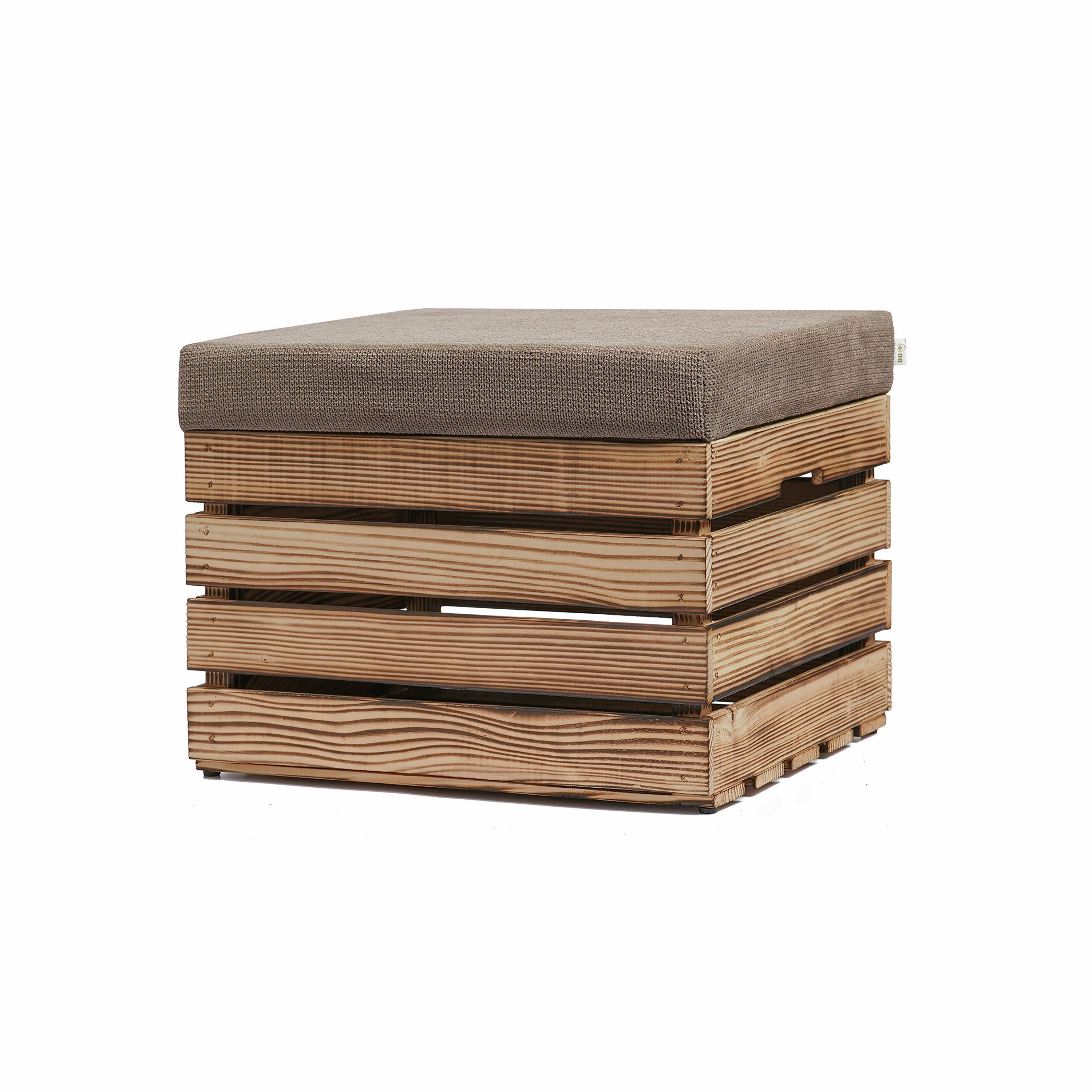 GrandBox Dekokiste Sitzhocker mit Stauraum 37x40x50 mit Polster – geflammt (1er Set)