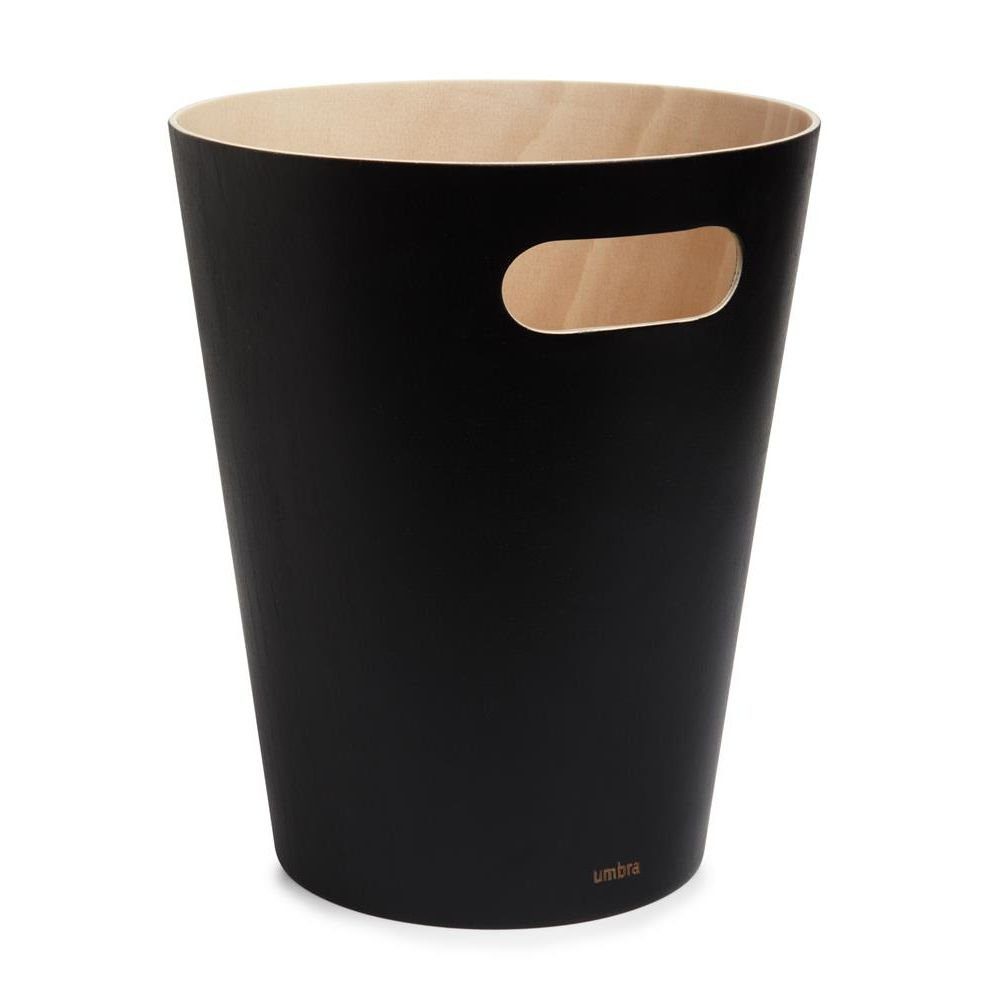 Umbra Mülleimer Woodrow, Abfalleimer 7,5 Liter Schwarz Zweifarbiger Holz Papierkorb