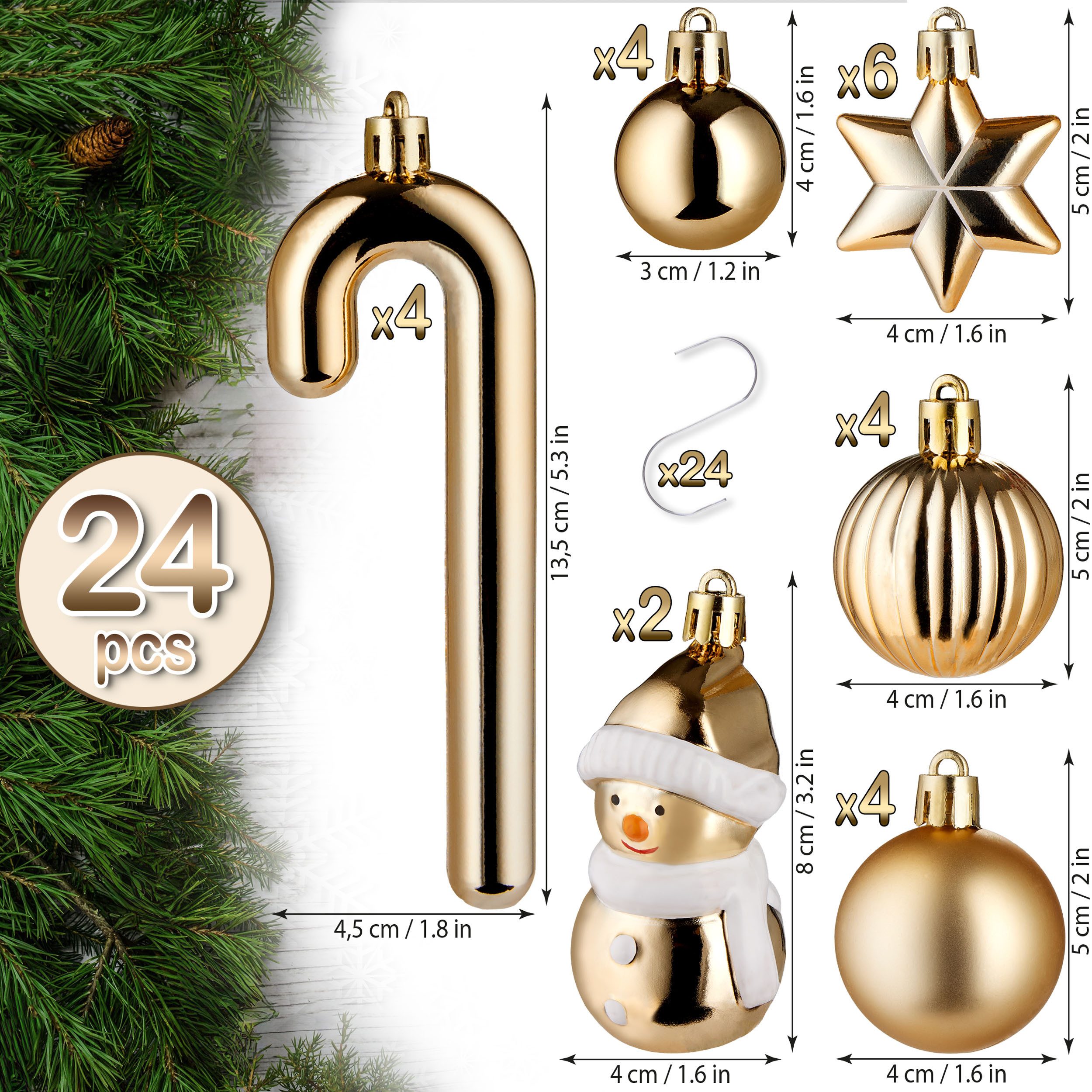 BRUBAKER Christbaumschmuck Weihnachtskugel Set Gold mit Schneemann, Stern u günstig online kaufen