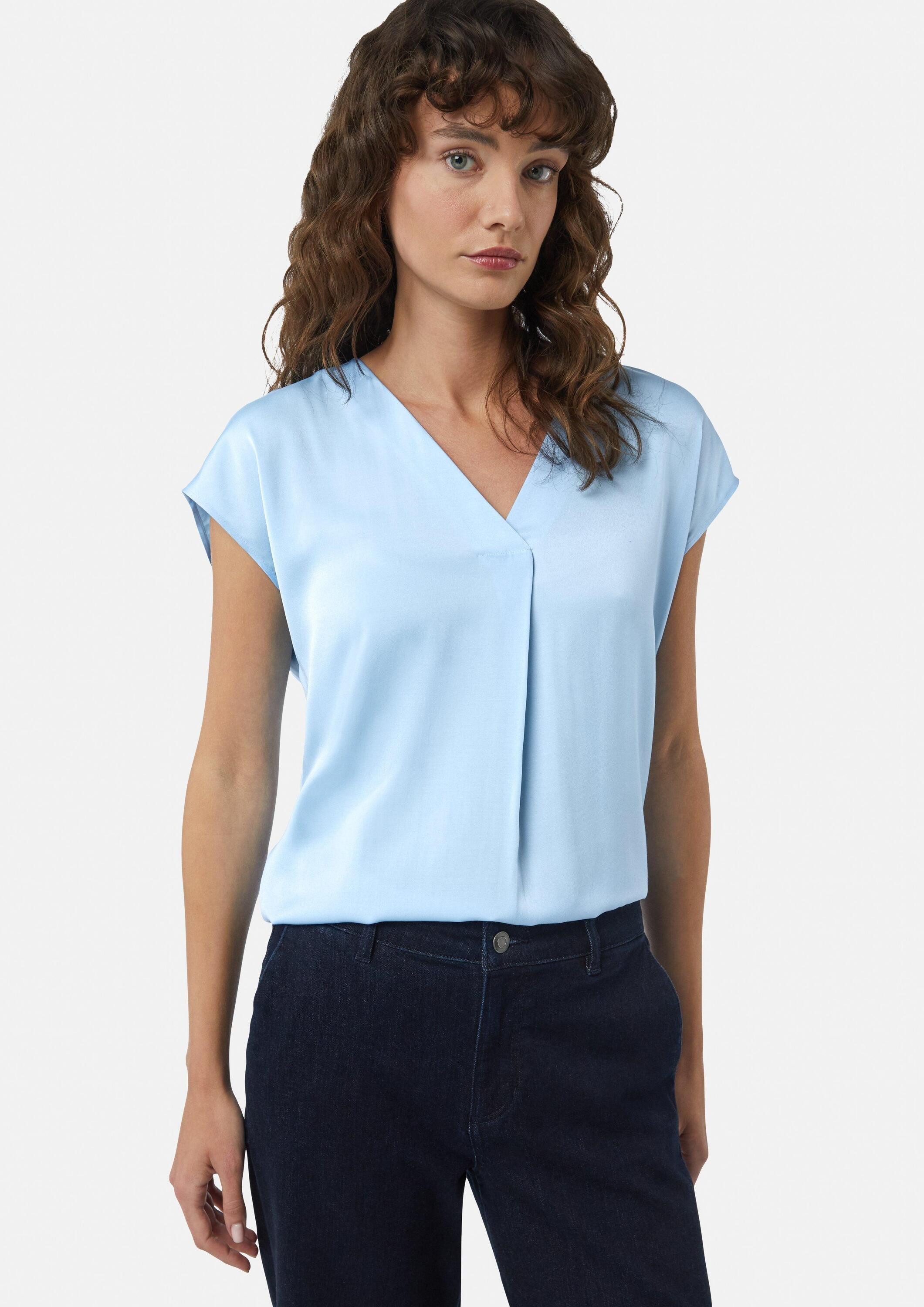comma Kurzarmbluse Bluse Blusentop mit V-Ausschnitt günstig online kaufen