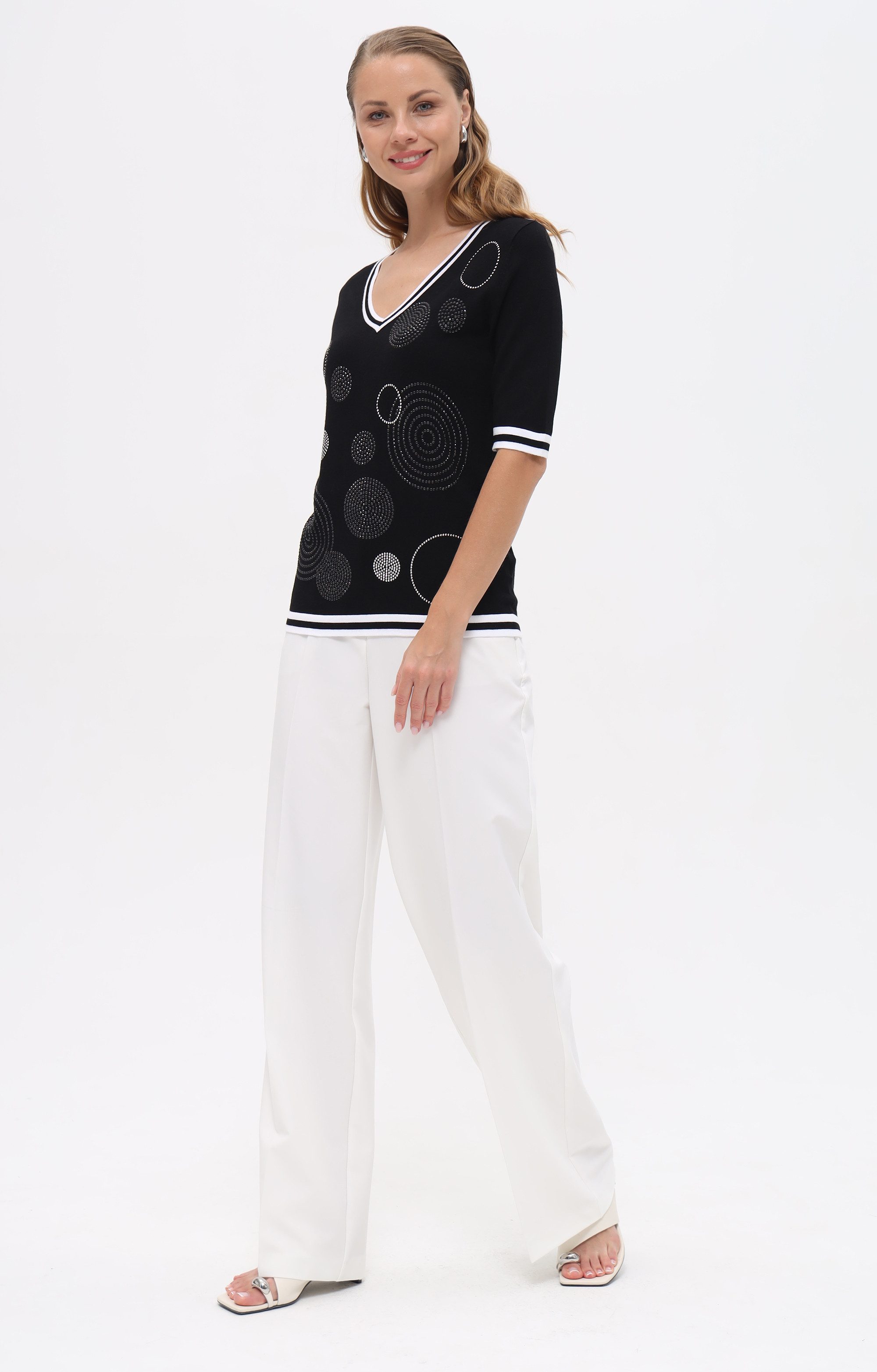 Passioni T-Shirt mit Kreismuster aus Strass – Bild 5 von 5