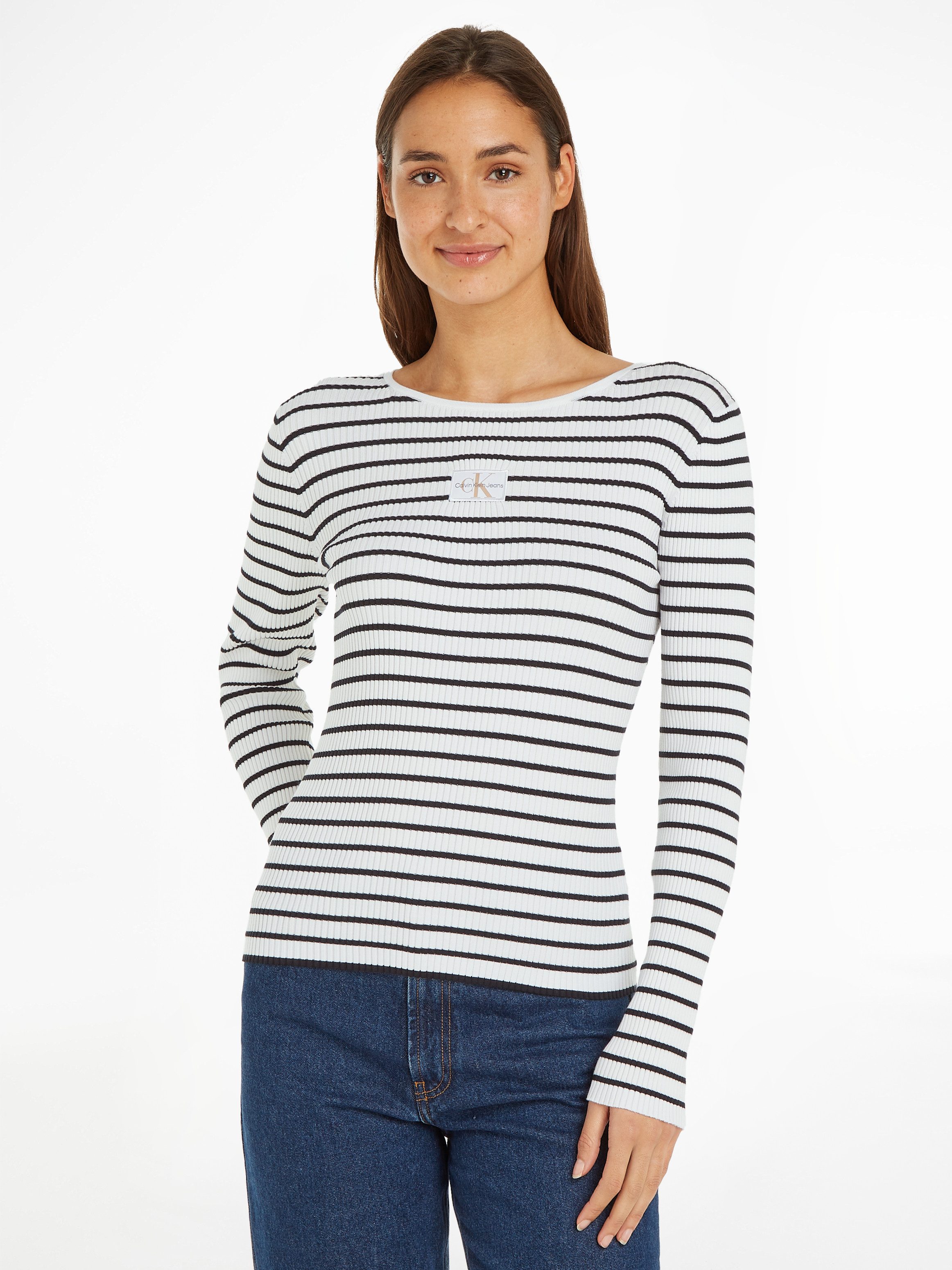 Calvin Klein Jeans Rundhalspullover WOVEN LABEL günstig online kaufen