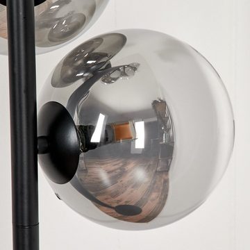 hofstein Stehlampe Stehlampe aus Metall/Glas in Schwarz/Rauchfarben/Klar, ohne Leuchtmittel, Leuchte mit Glasschirmen (15cm), Fußschalter, 6xG9, ohne Leuchtmittel