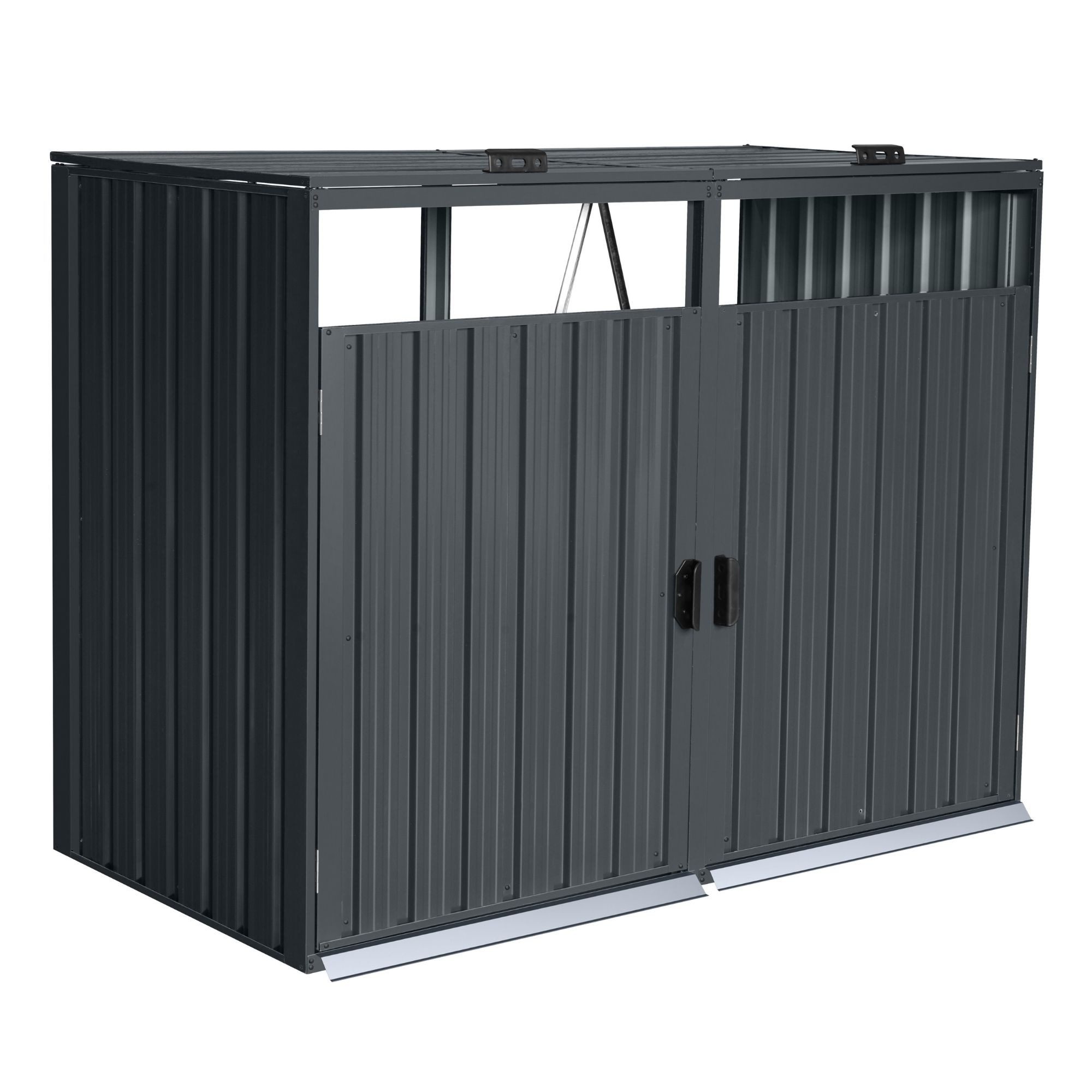 osoltus Gartenhaus Mülltonnenbox Eco Duo 2 Mülltonnen 240 Liter 160 cm Stahl Anthrazit