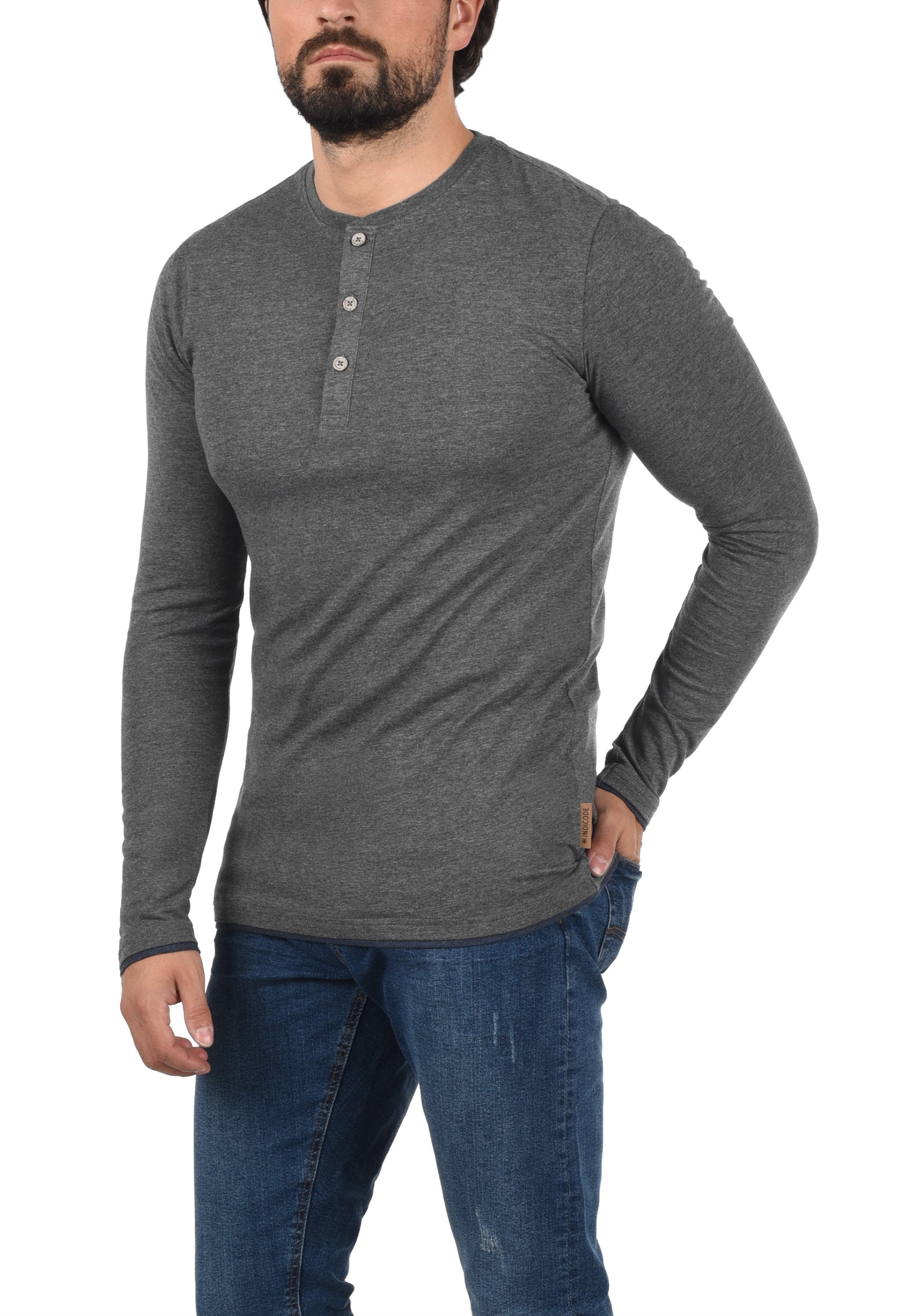 Indicode Rundhalsshirt IDGifford Longsleeve mit Knopfleiste