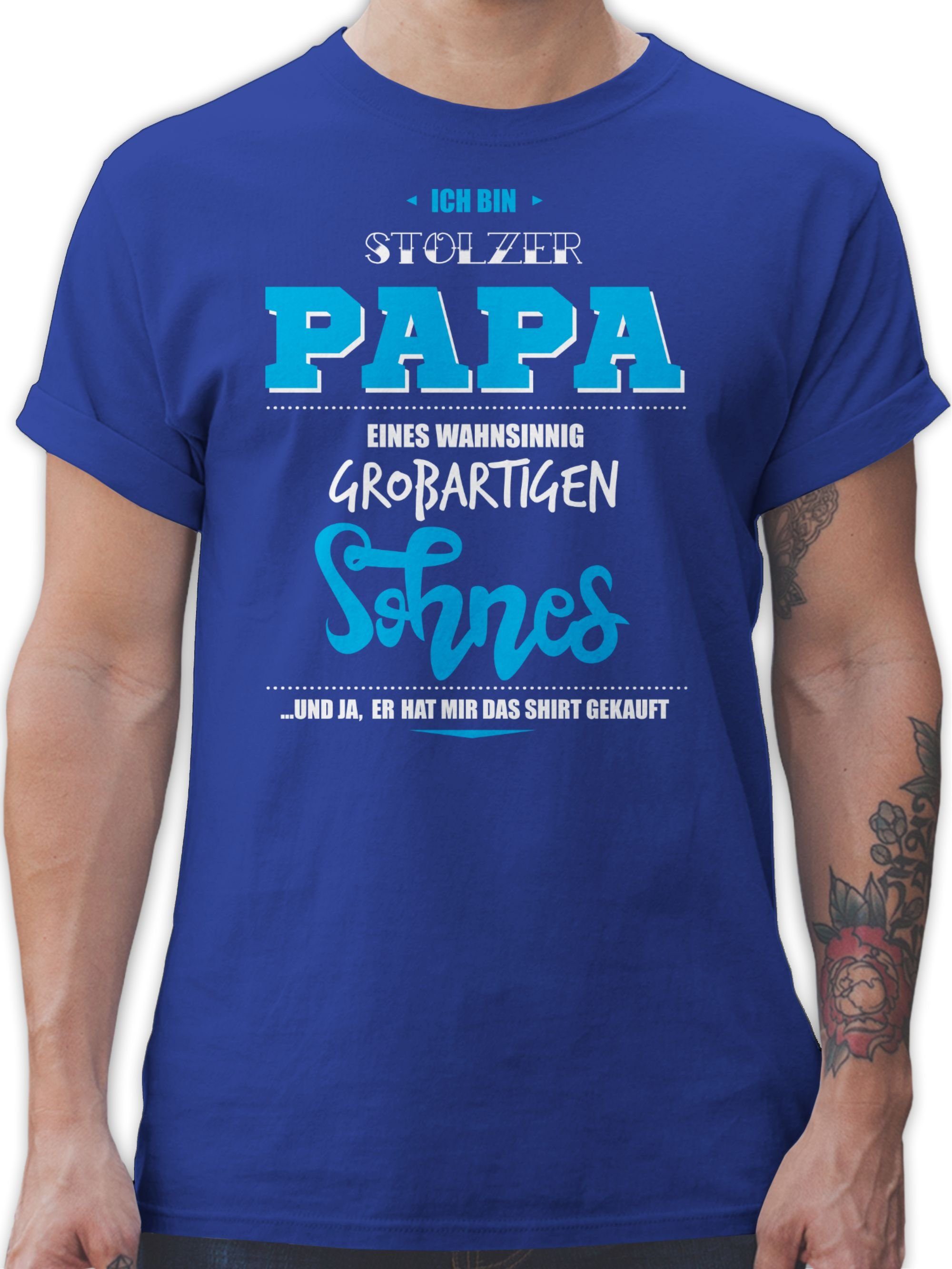 Shirtracer T-Shirt eines Papa Royalblau Papa Geschenk 3 Sohnes für Vatertag großartigen stolzer bin Ich wahnsinnig
