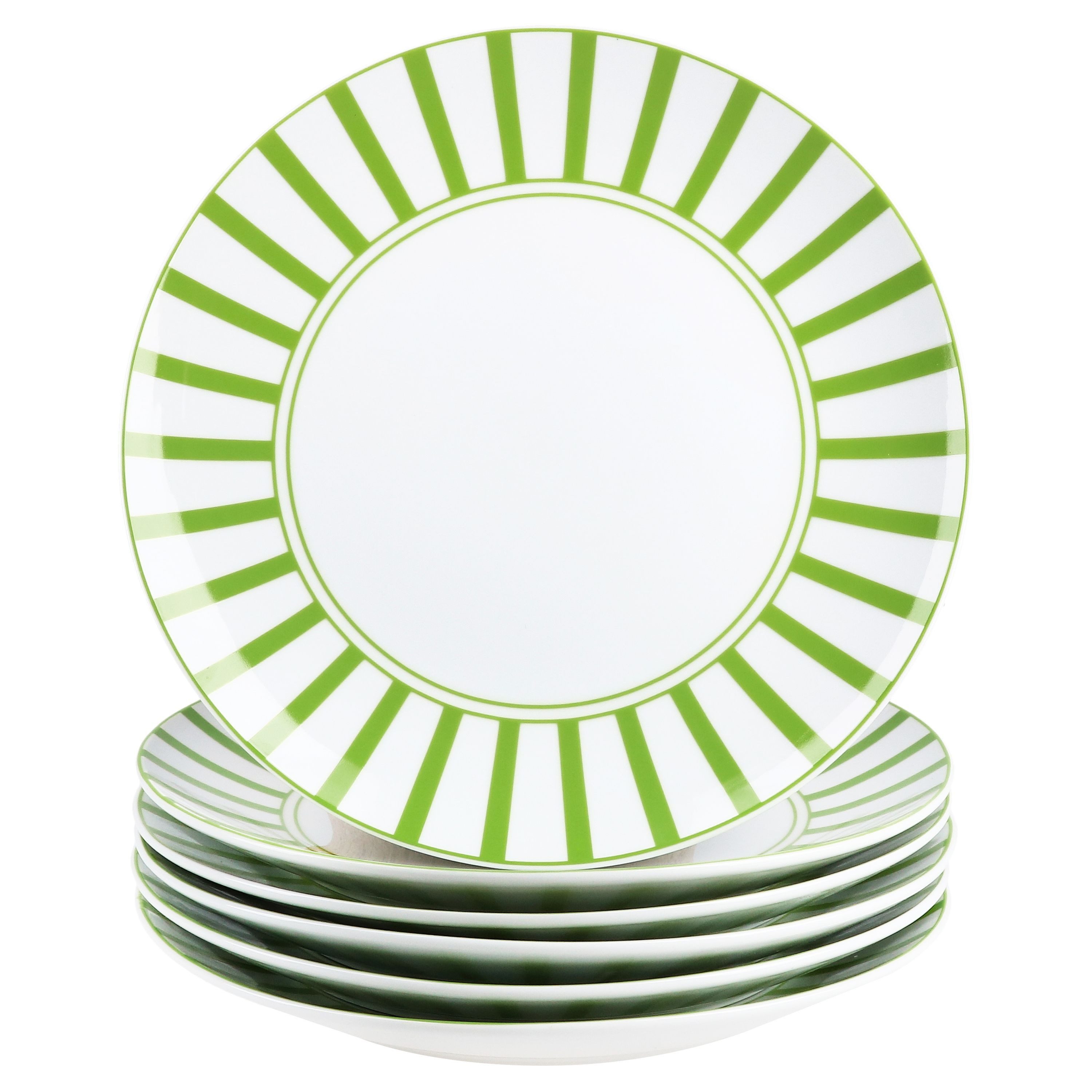 MamboCat Тарілка для сніданку Split grün 6er Set Kuchenteller Porzellan 6 Personen Тарілки Streifen