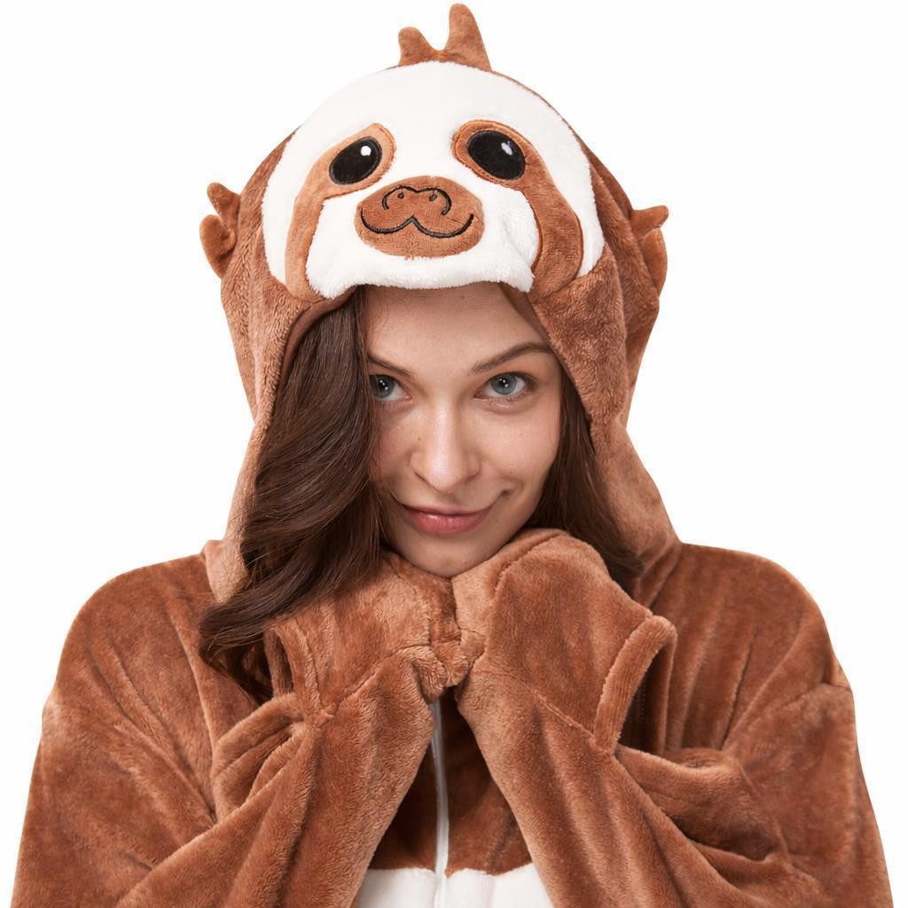 Corimori Partyanzug Erwachsenen Onesie, Jumpsuit, Jumpsuit, Pyjama, Fasching, Kigurumi, Tierkostüme, Faultier "Henry"