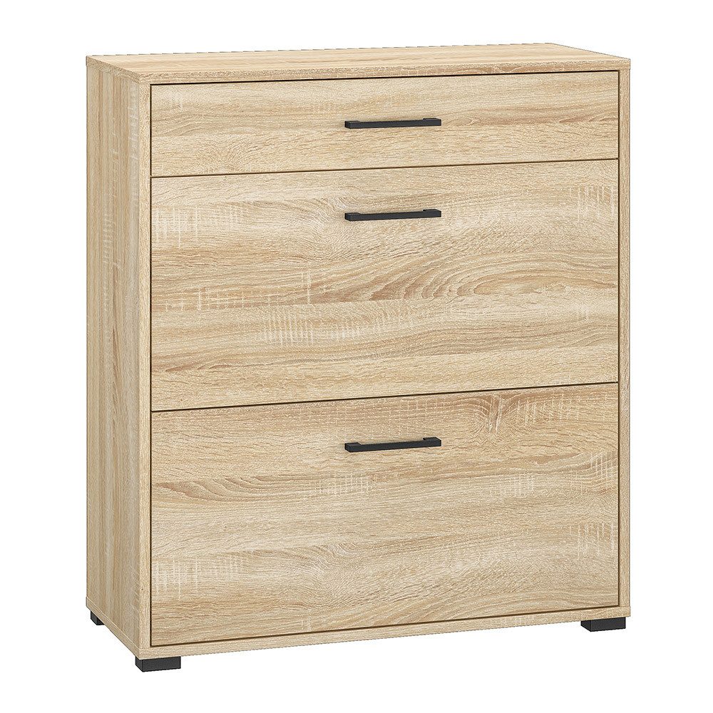 Lomadox Schuhschrank CHEB-131 Eiche hell Flurschrank Kommode Schuhablage 80x90x33,7 cm