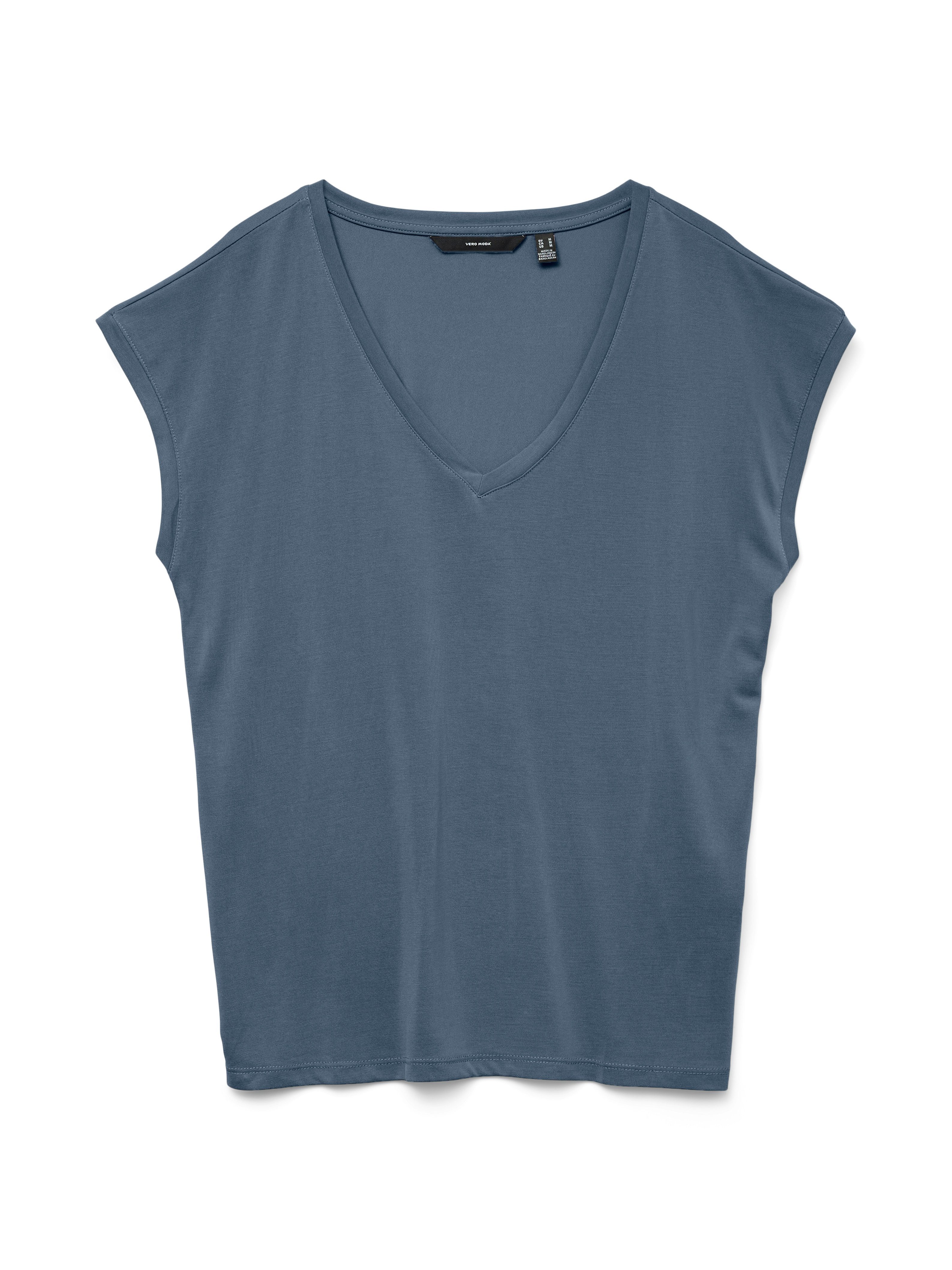 Vero Moda V-Shirt VMFILLI SS V-NECK TEE GA NOOS Materialmix, relaxed fit – Bild 5 von 5