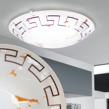 EGLO LED Deckenleuchte, LED-Leuchtmittel fest verbaut, Warmweiß, 12 Watt LED Retro Wand Decken Lampe Glas Motiv Antik Schlafzimmer