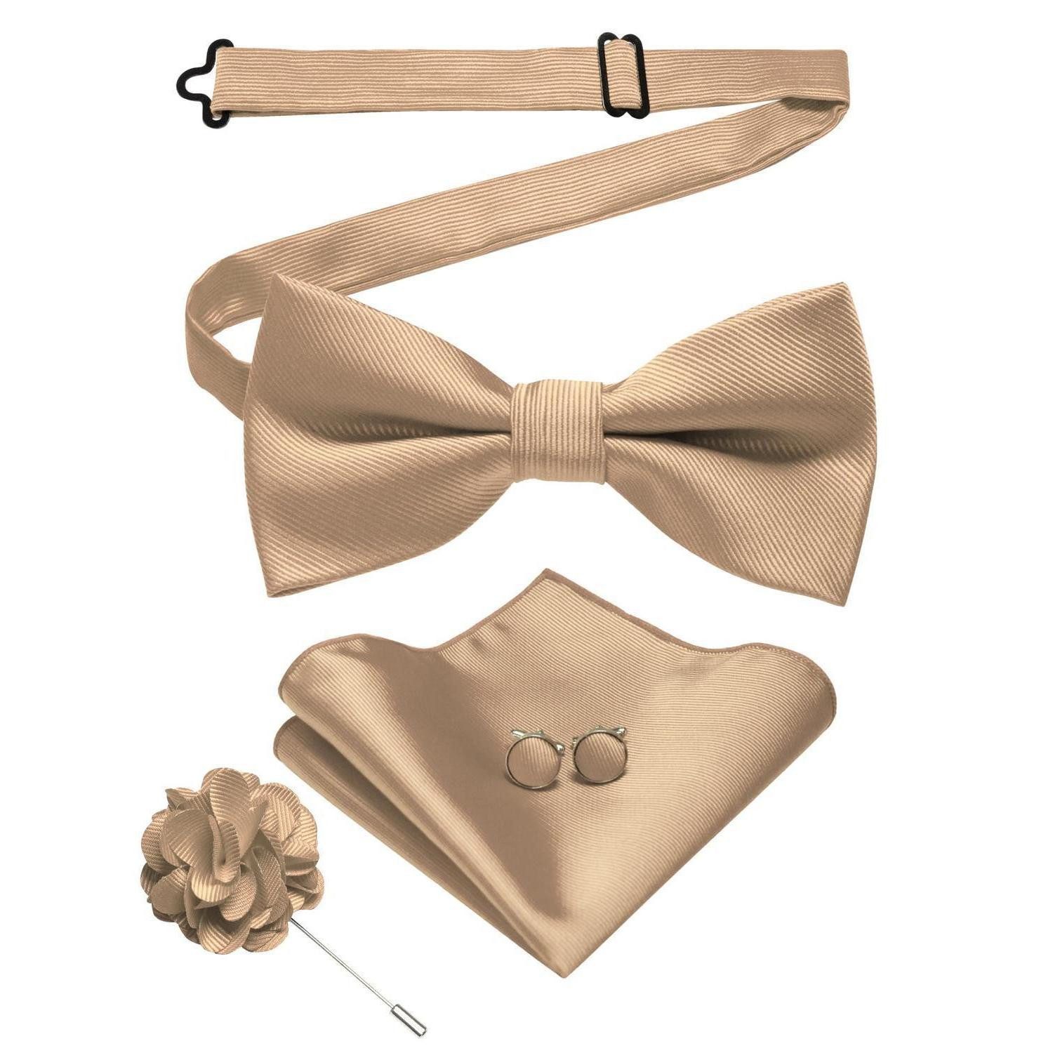 LuxusKollektion Fliege Herren Fliegen Set Champagnergold Twill (1-St)