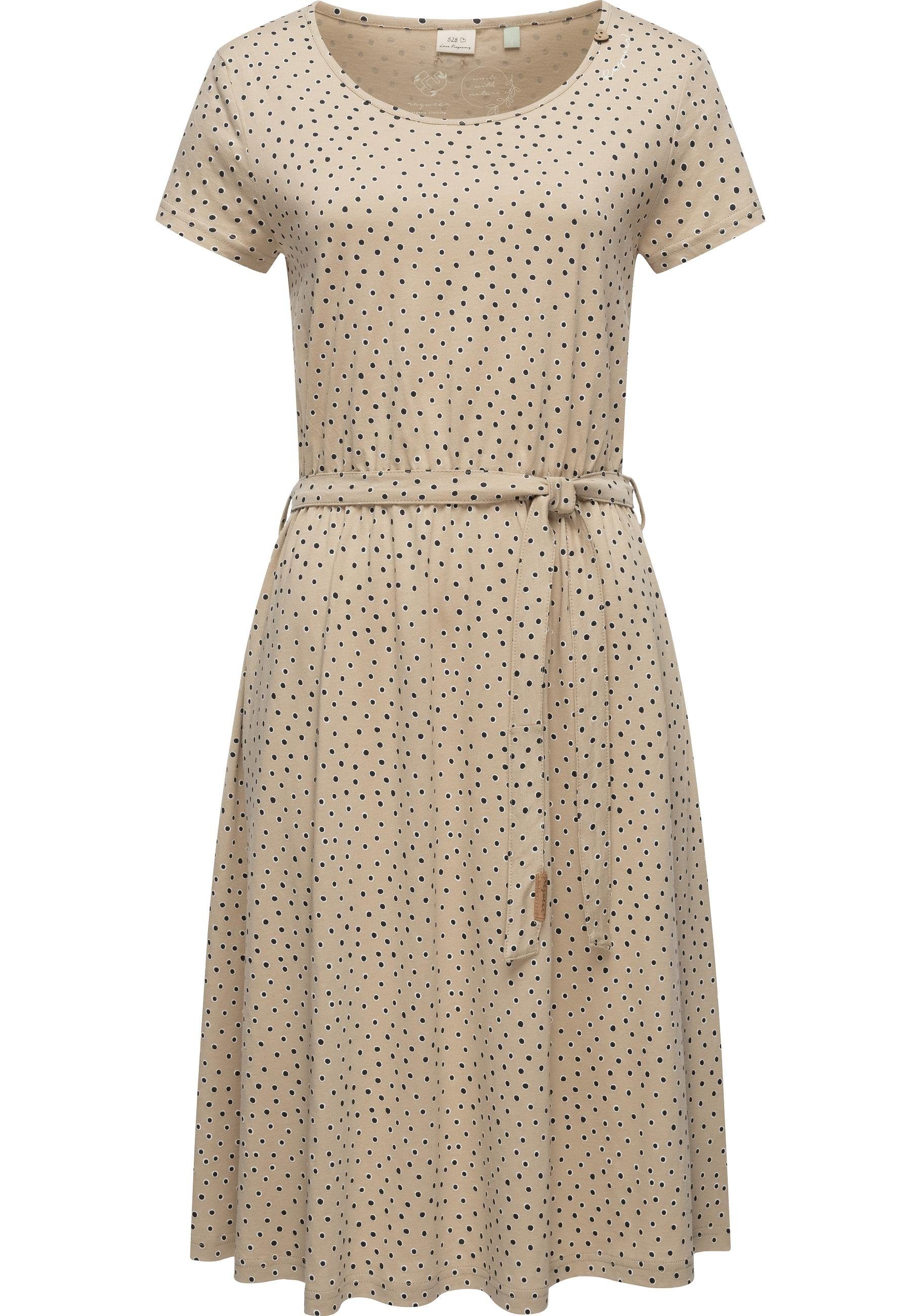 Olina stylisches Organic mit Ragwear Gürtel Dress und Sommerkleid Print sand Shirtkleid