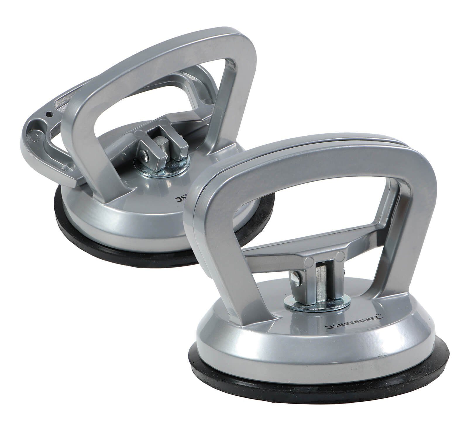 Silverline Saugheber 2er Set Saugheber aus Aluminium Vakuum Sauggriff bis 50kg, -]