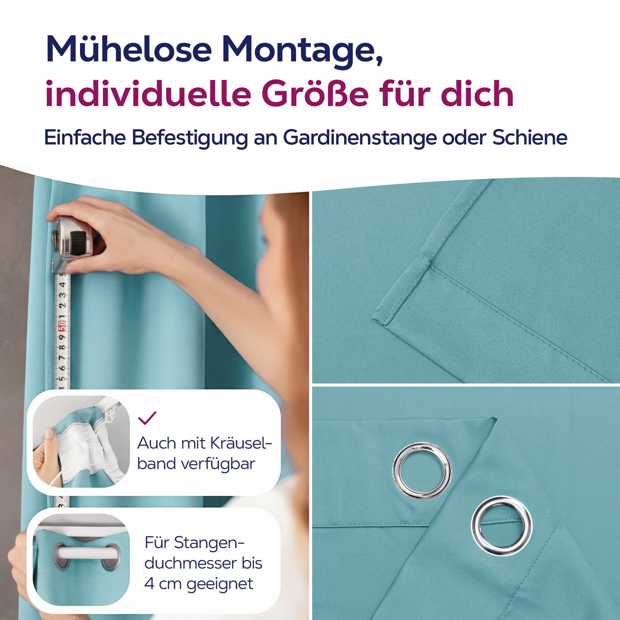 Beautex Verdunkelungsvorhang mit Ösen Vorhang, Gardine blickdicht abdunkelnd (1 St), Ösen, verdunkelnd, Blackout, blickdicht, waschbar, Ösenaufhängung, Farbwahl – Bild 5 von 5