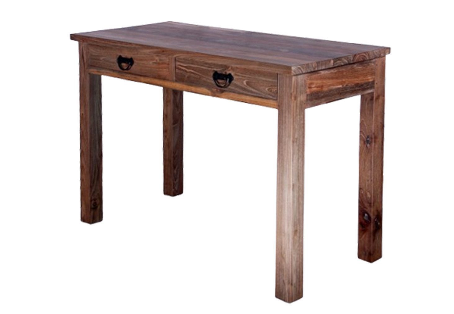 OPIUM OUTLET Schminktisch Telefontisch Schubladentisch Wandtisch Beistelltisch Konsolentisch (Schreibtisch komplett montiert), Flurtisch Massivholz Teak Landhaus-Stil 110 x 45 x 75 cm