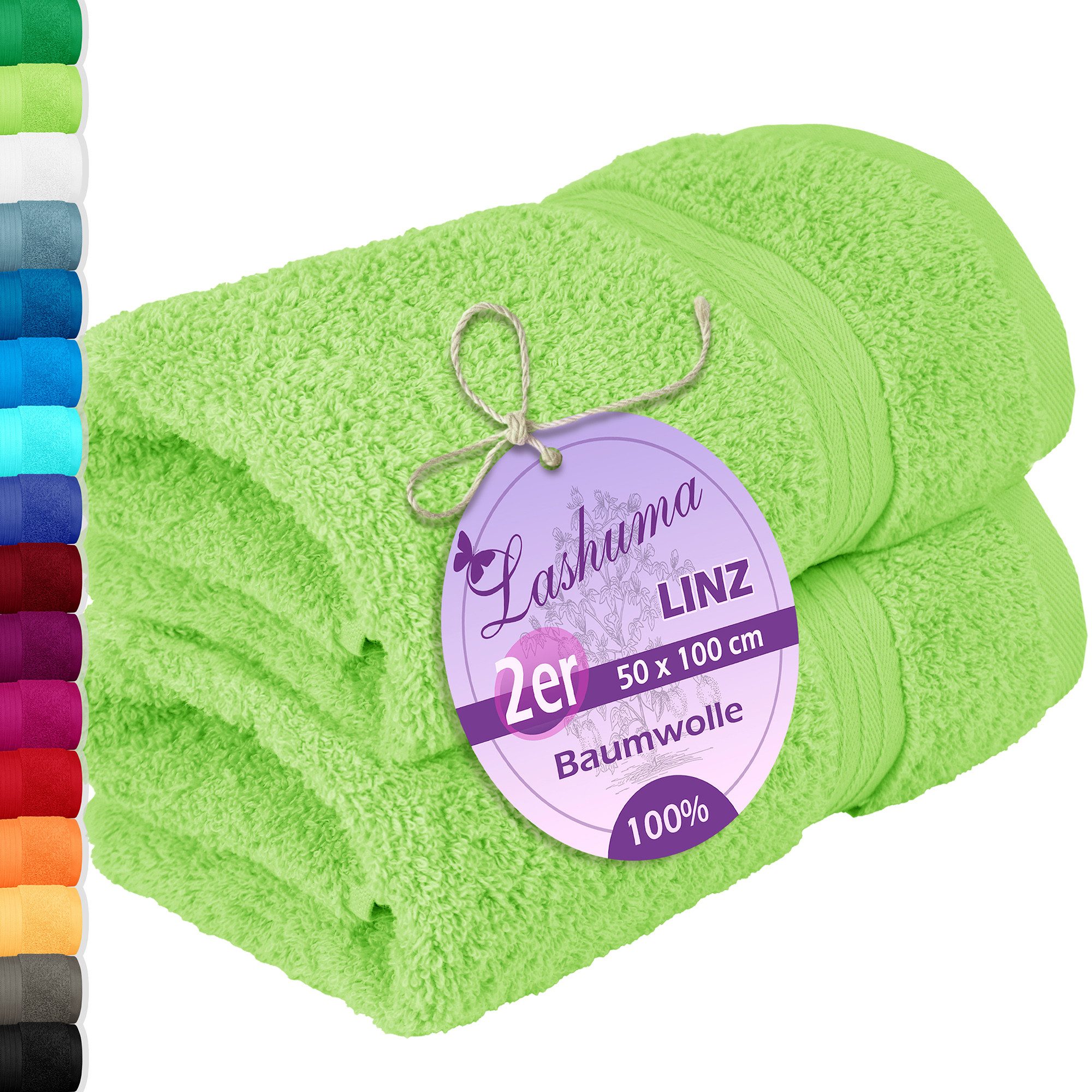 Lashuma Handtücher Linz, Frottee (2-St), Grüne Handtücher Bad 50x100 cm günstig online kaufen