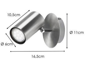 meineWunschleuchte LED Wandstrahler, LED wechselbar, Warmweiß, innen, Lese-Lampe für Bett, Treppenhaus & Galerie, schwenkbar, Silber