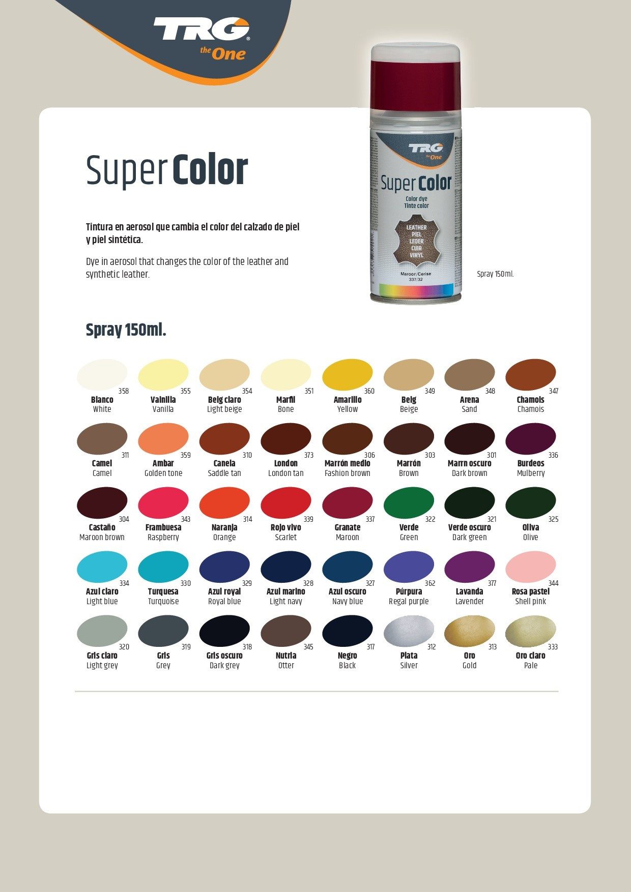 TRG Super Color - Farbspray für Leder und Kunstleder Leder-Pflegespray