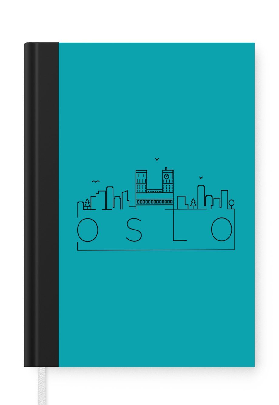 MuchoWow Notizbuch Skyline "Oslo" blau, Journal, Merkzettel, Tagebuch, Notizheft, A5, 98 Seiten, Haushaltsbuch