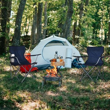 Mondeer Campingstuhl Outdoor Gartenstuhl (2er Set), mit Aufbewahrungstasche und Getränkehalter