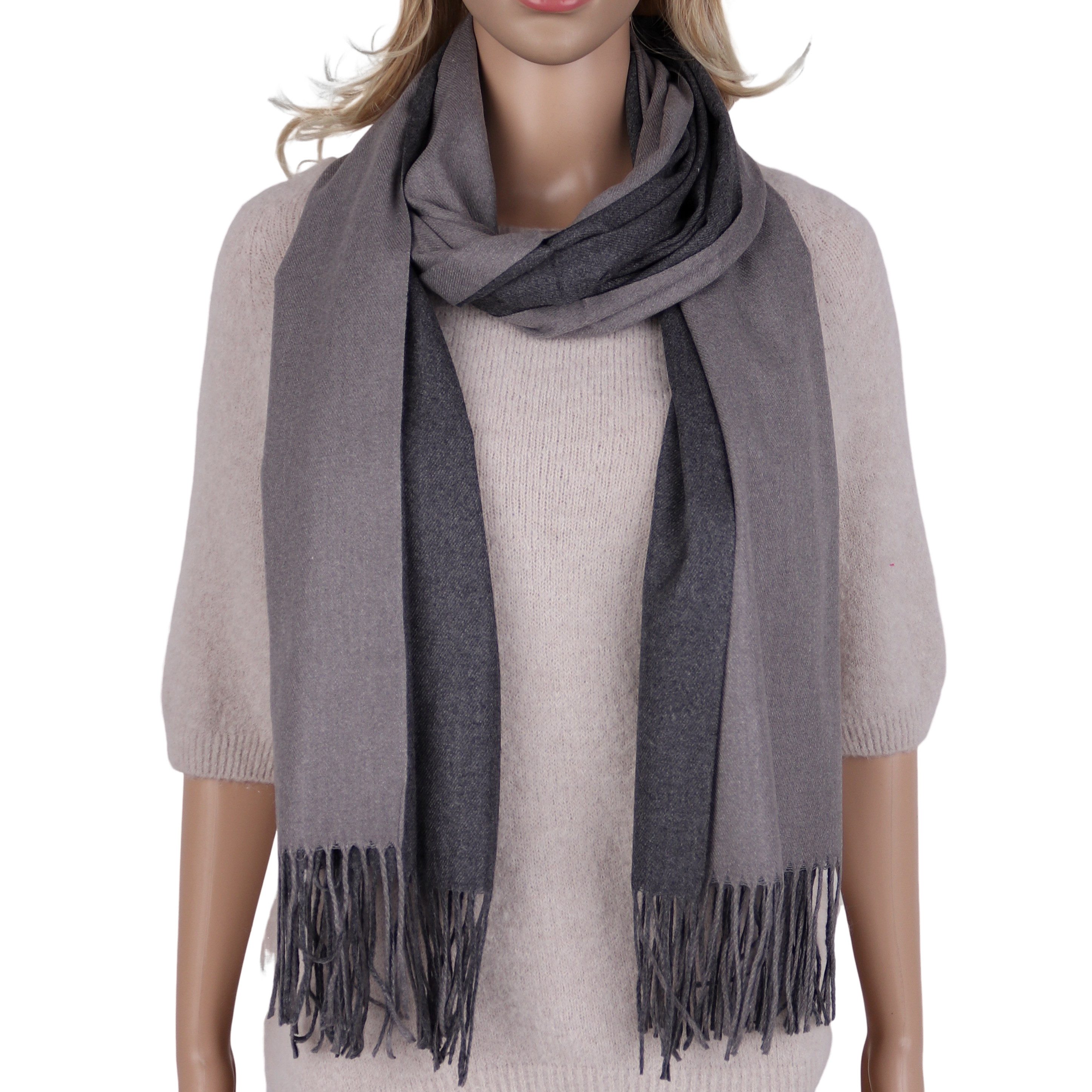 Modeschal weicher und warmer Schal Unifarbe weiseitig tragbar, 70x180cm